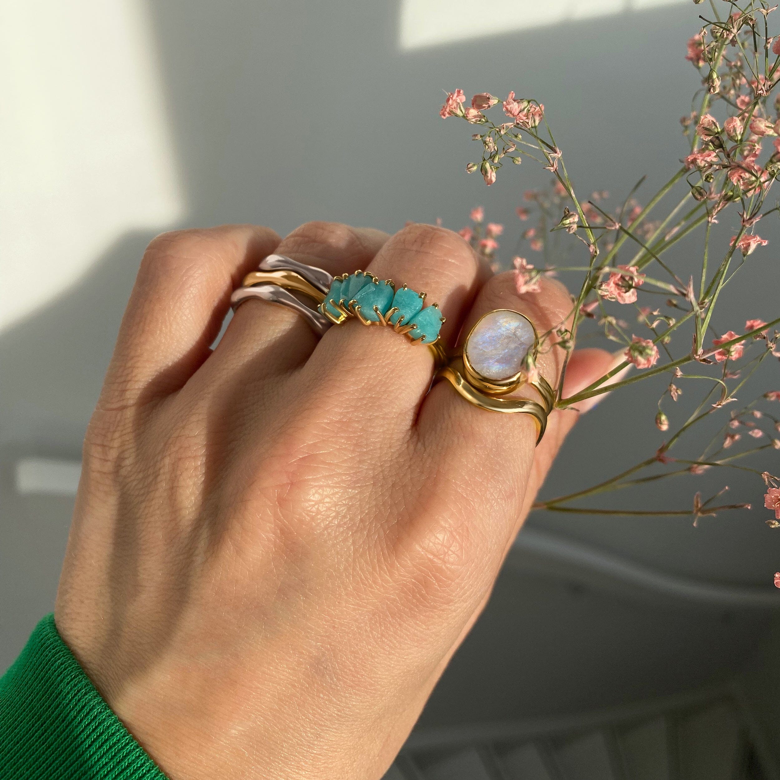 Raw Crystal Ring - Luminous Amazonite、mySite、hinf8tx79