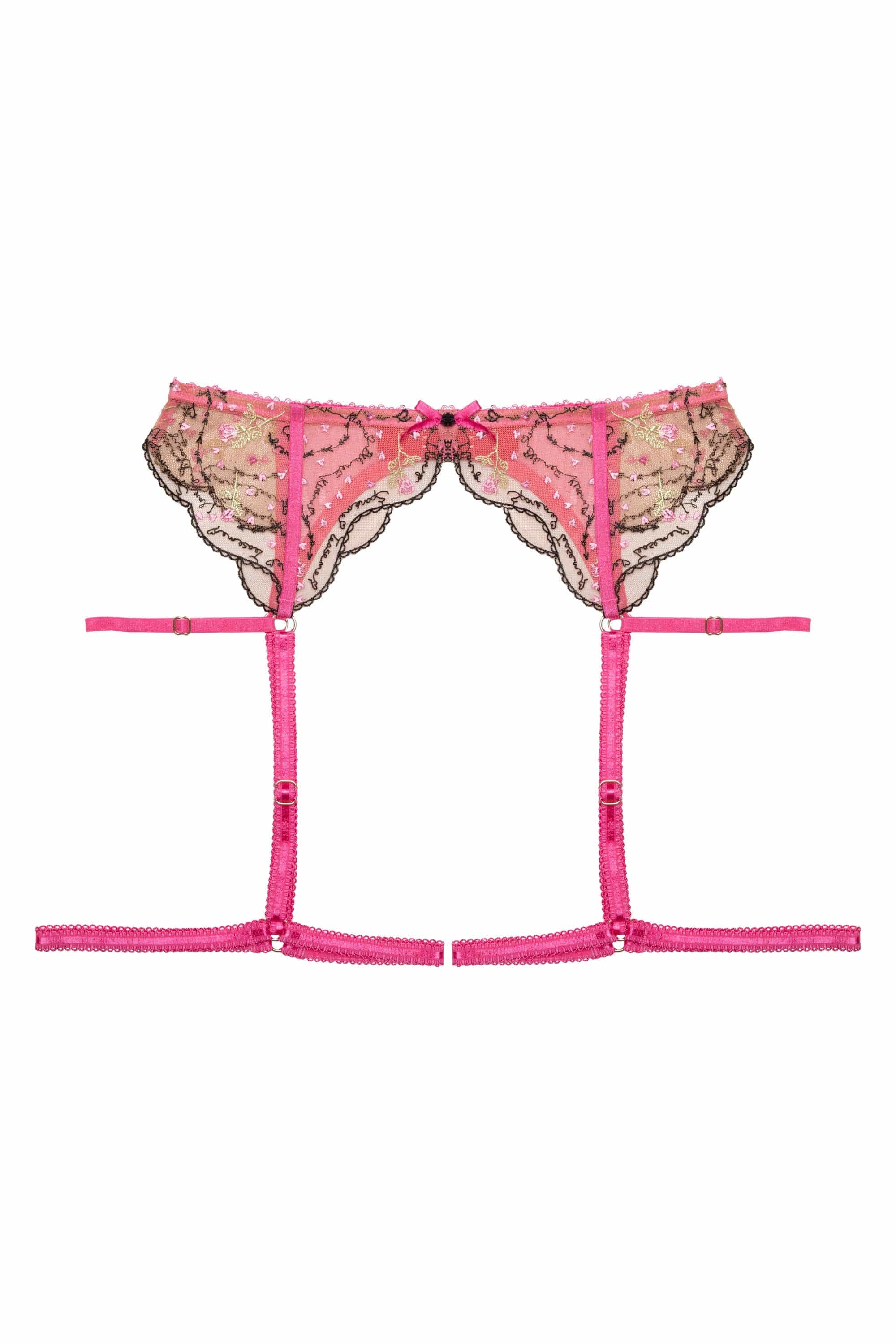Spank Me Pink and Nude Custom Embroidery Suspender Belt、mySite、bengalsvssteelers
