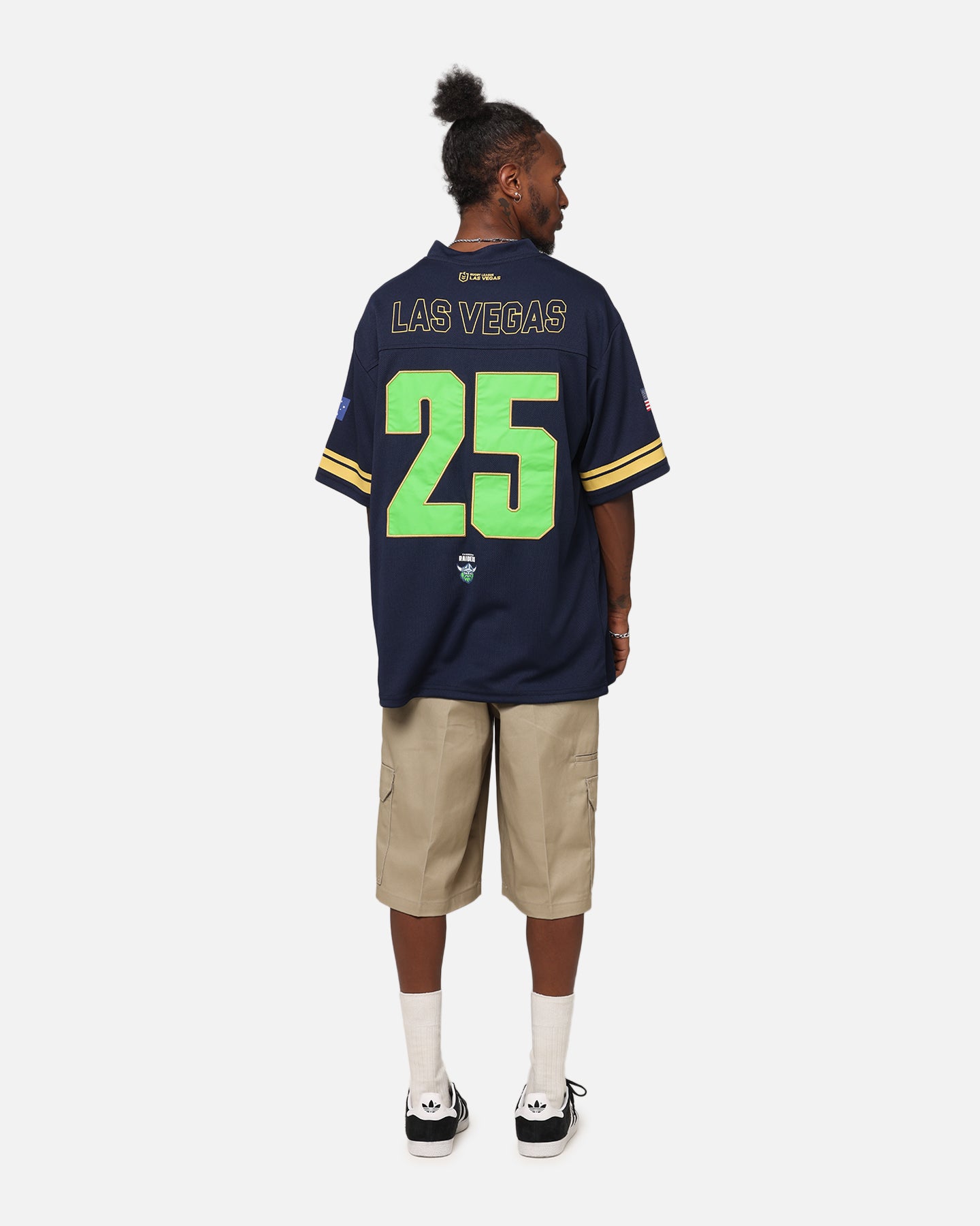 Bleacher Athletic Canberra Raiders NRL 2025 Las Vegas Round Grid Iron T-Shirt Official Team Colour、mySite、zt4zffjzw