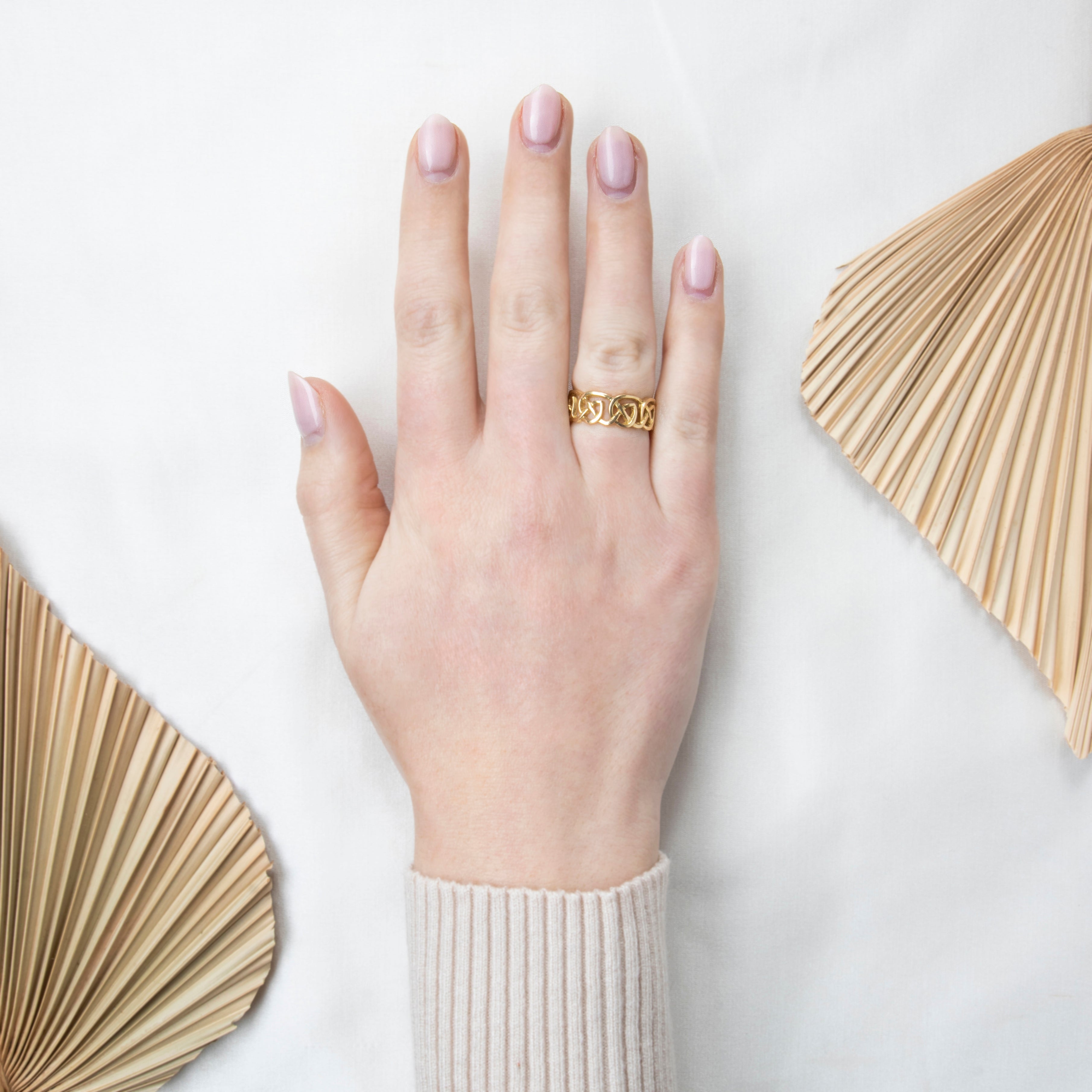 Vintage Elegant 18k Yellow Gold Openwork Knots Band Ring 7.25、mySite、hinf8tx79