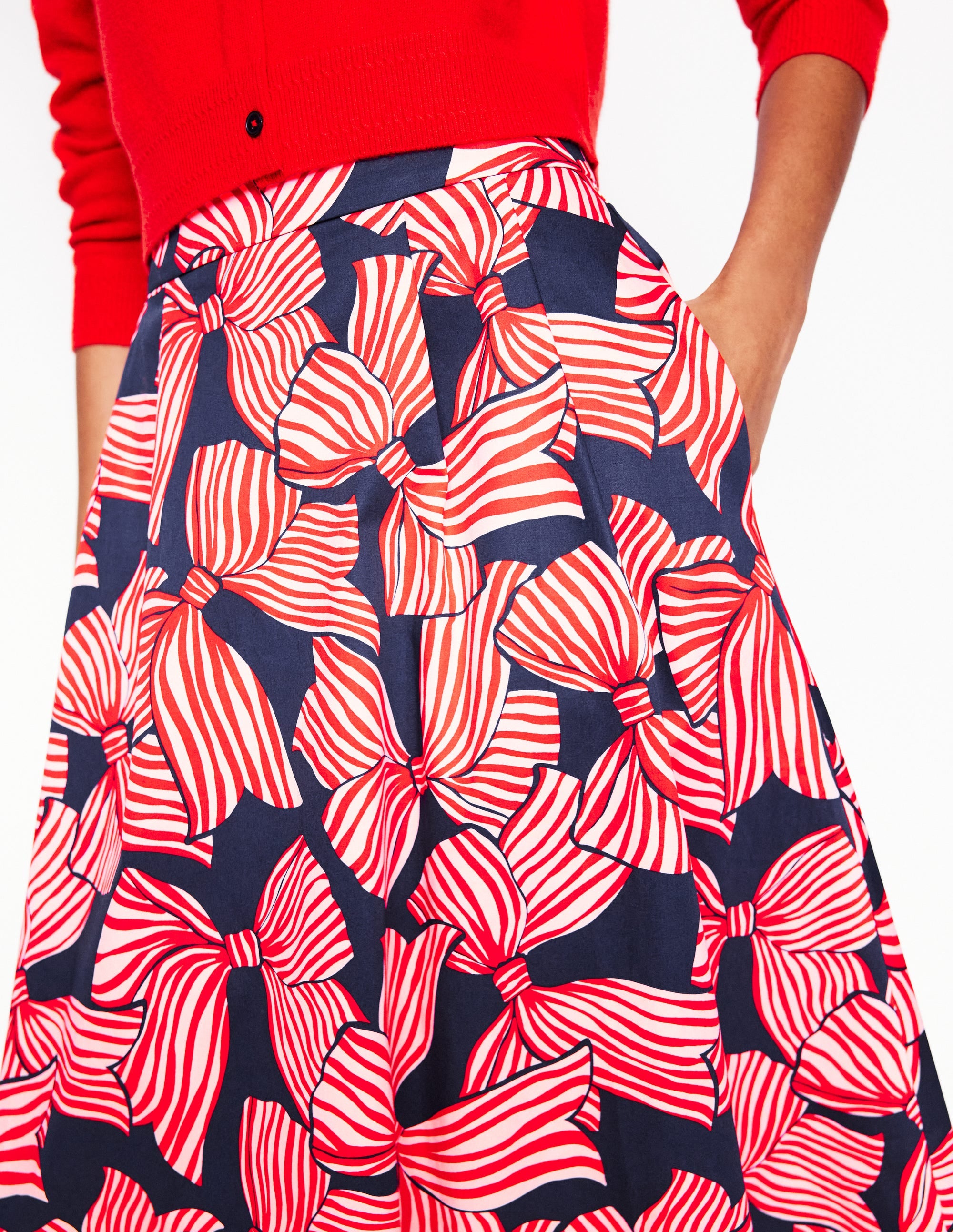  Isabella Cotton Sateen Skirt-French Navy, Bow Scatter、mySite、ashleygrahame