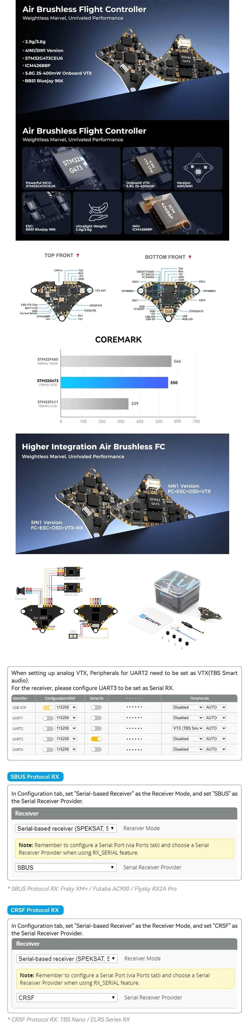 BETAFPV Air 4-in-1 AIO - G4 FC + 1S ESC + 400mW VTX + OSD