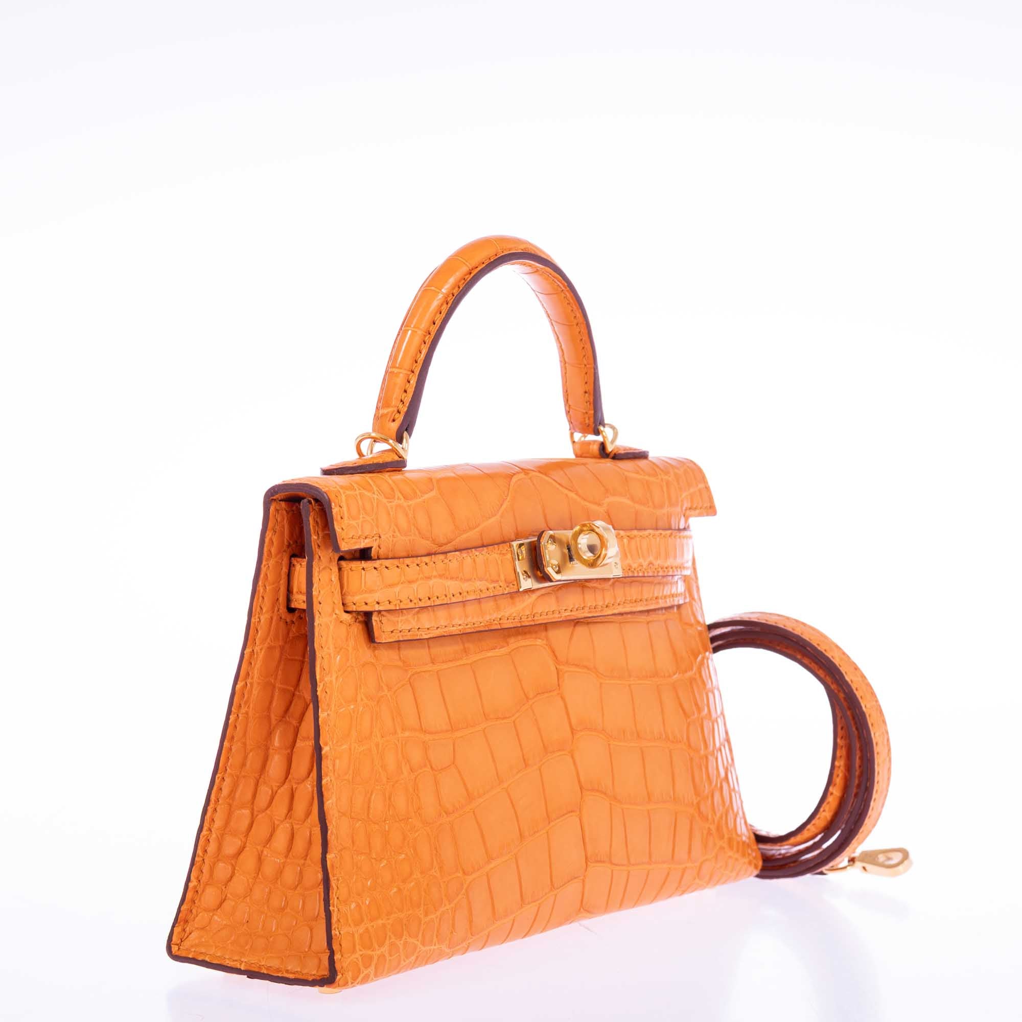 Hermès Kelly 20 Mini II Sellier Apricot Matte Alligator Gold Hardware、mySite、garminoutage.com