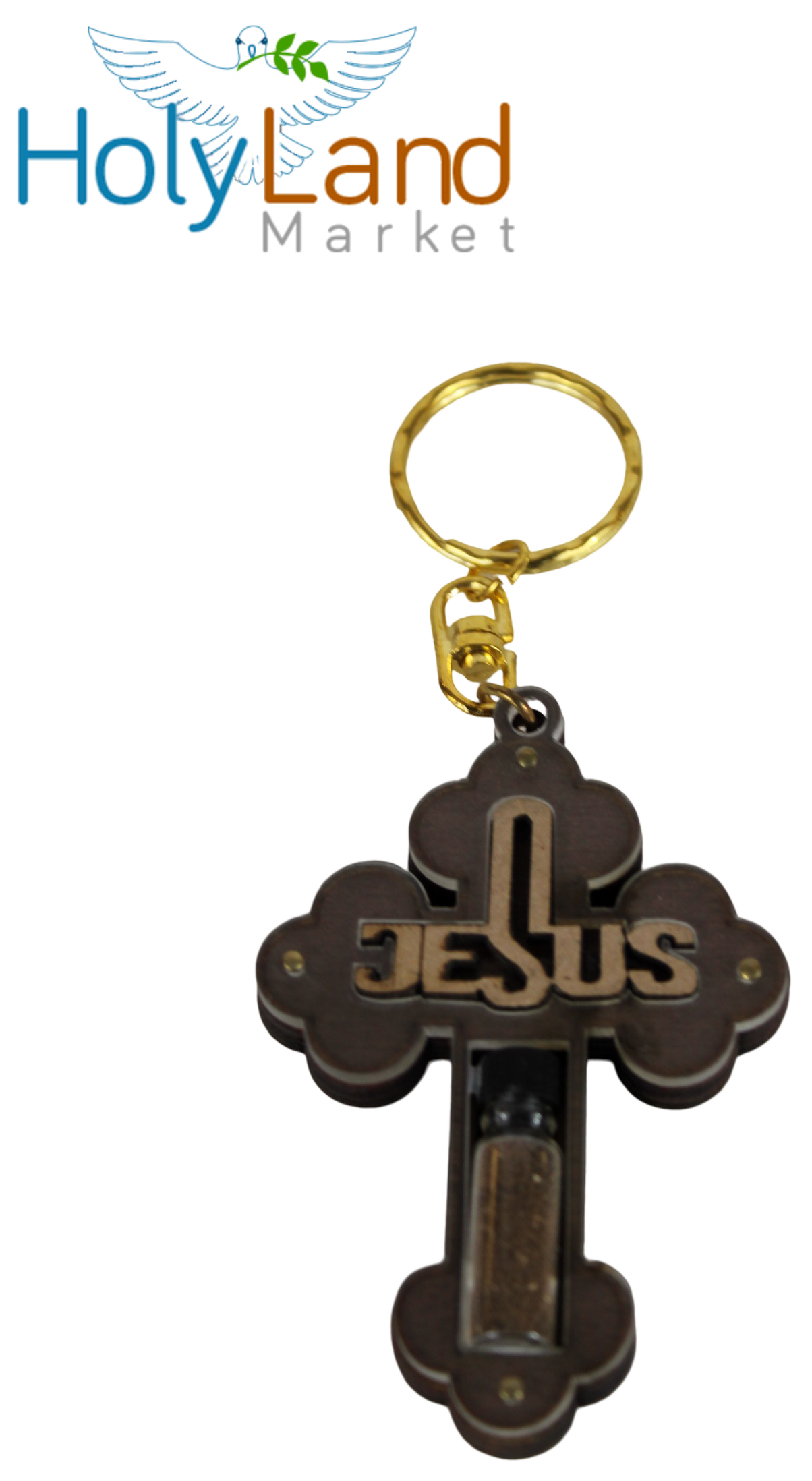  Holy Land Market Religious samples thick large Jesus Cross keys ring (3.25 x 2.25 inches) with Soil Sample from the Holy Land、mySite、elrpsem3k