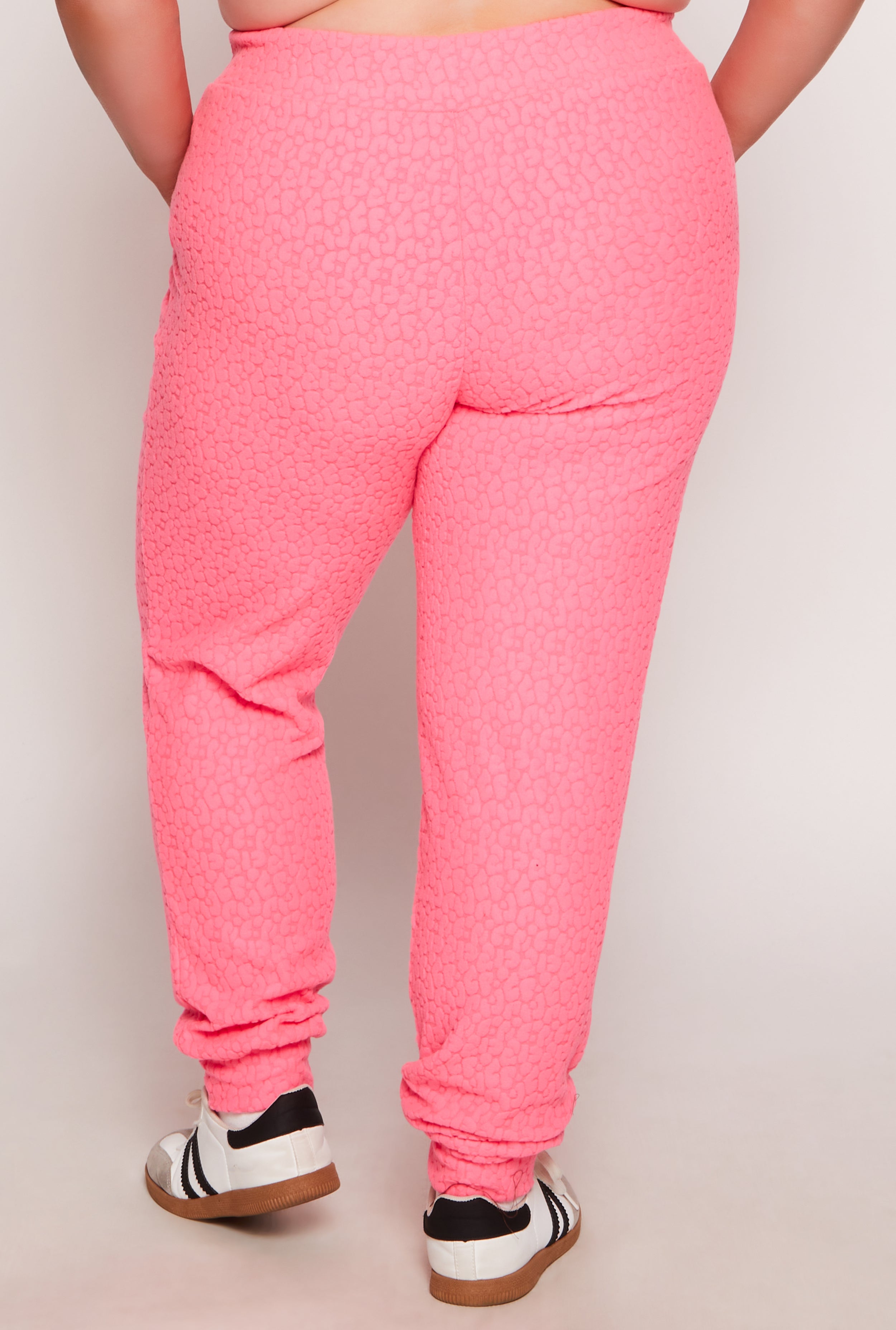 Plus Size Leopard Textured Knit Joggers、mySite、camillekostekn