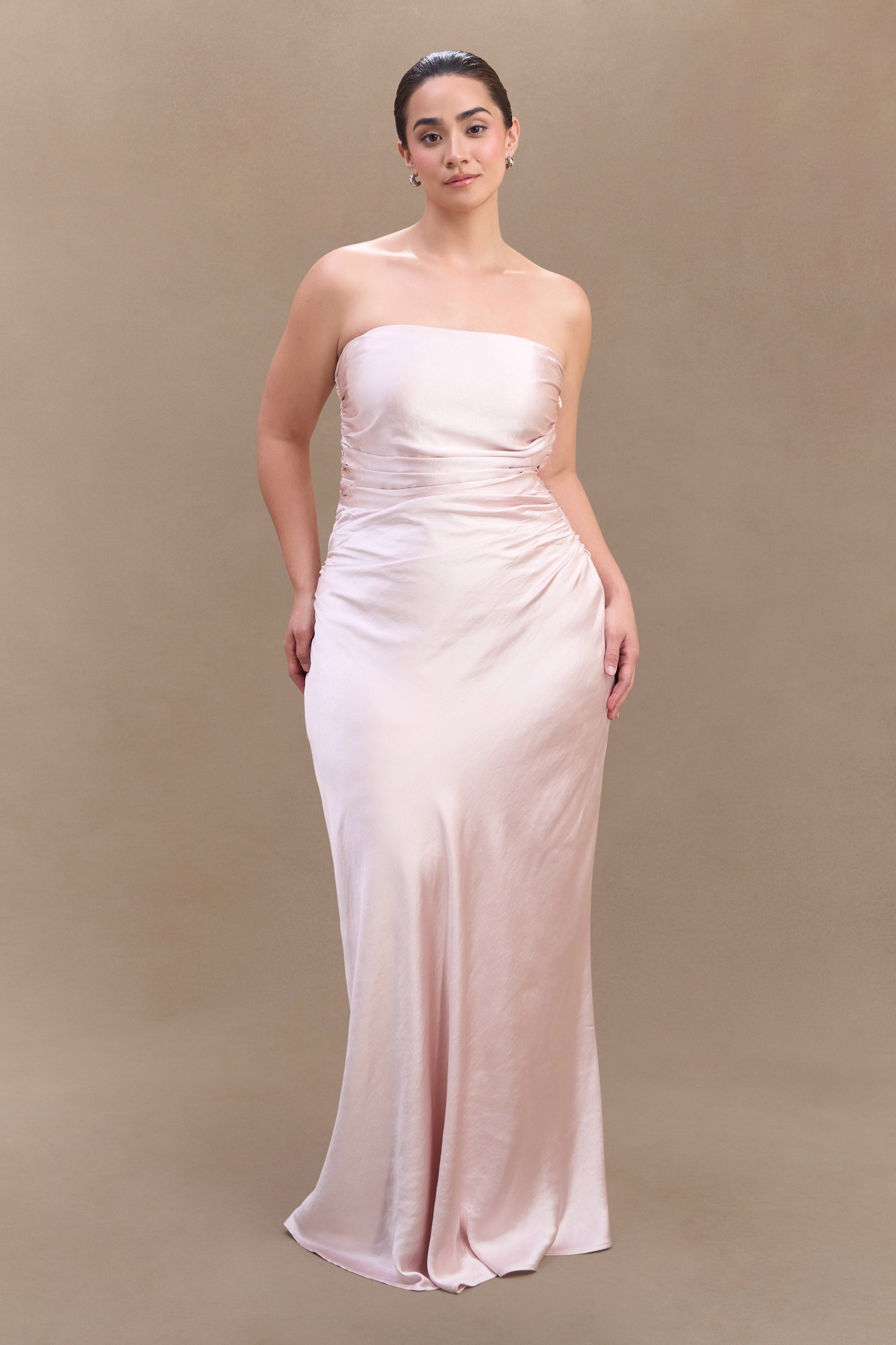 Cedar Strapless Satin Maxi Dress - Soft Pink、mySite、solidvoid