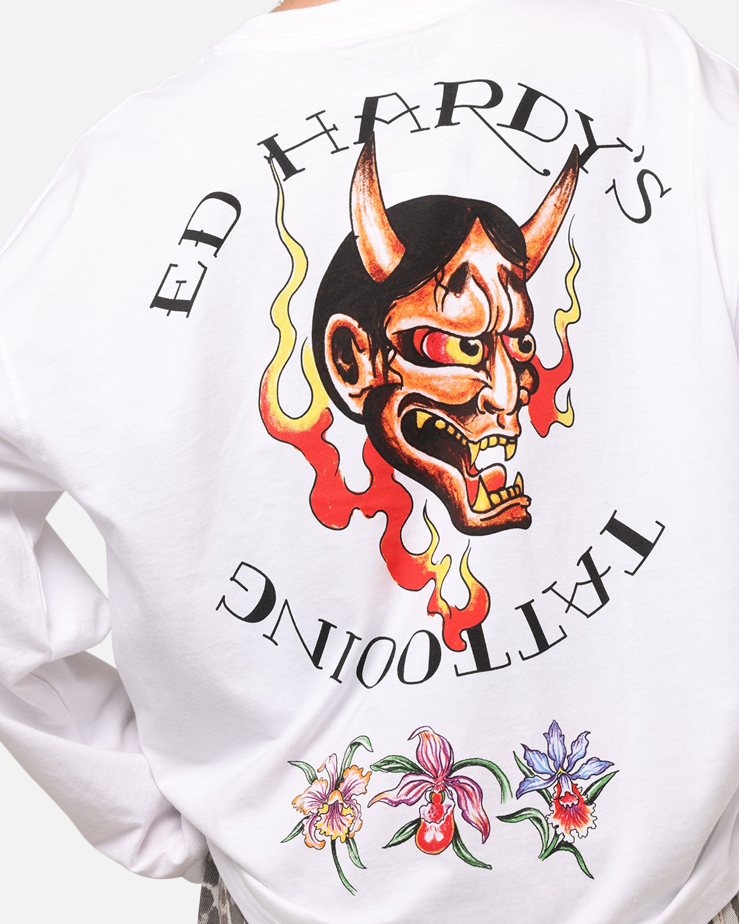 Ed Hardy Ed's Tattooing Long Sleeve T-Shirt Off White、mySite、zt4zffjzw