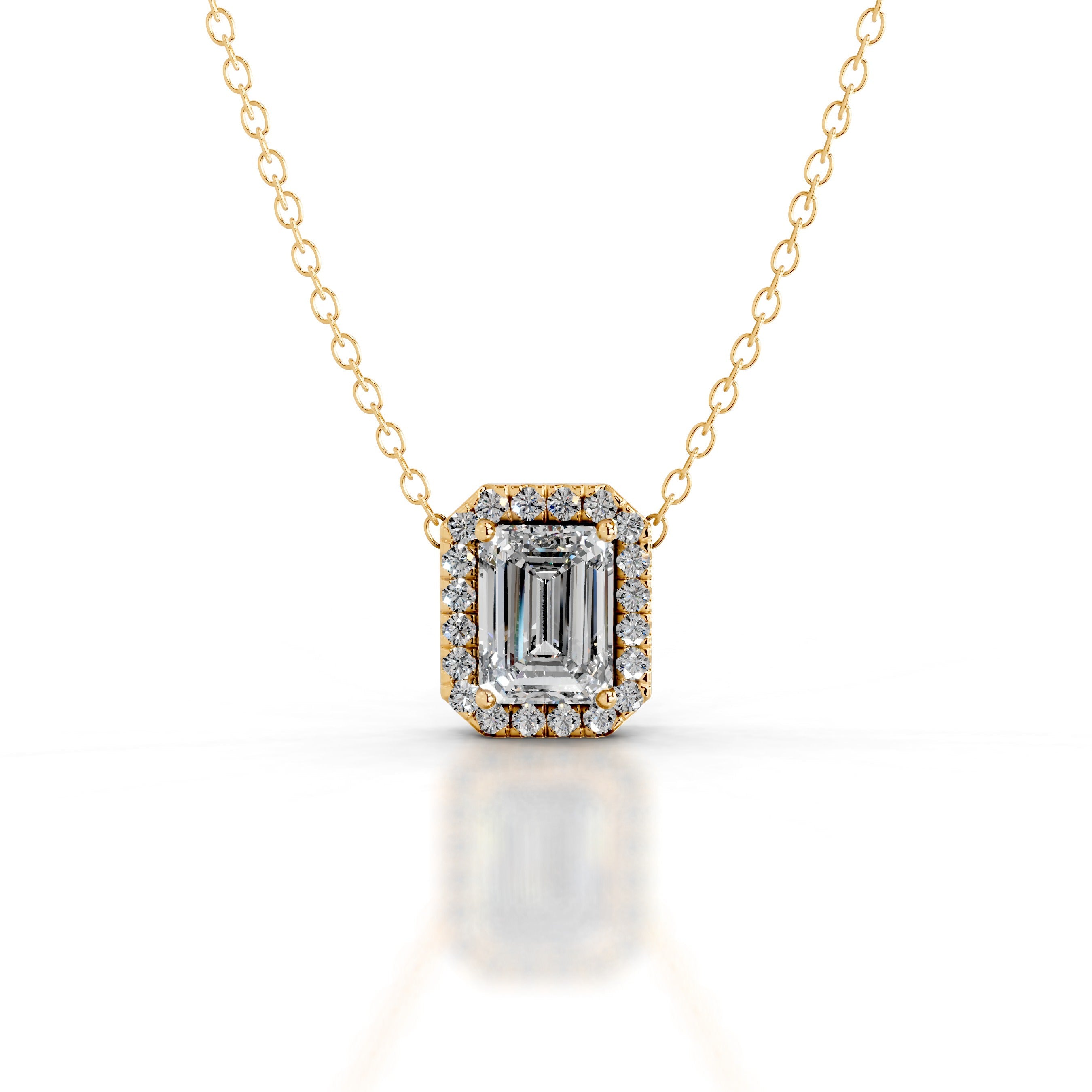 Petit Eden Lab Grown Diamond Halo Pendant - 18K Yellow Gold、mySite、hinf8tx79