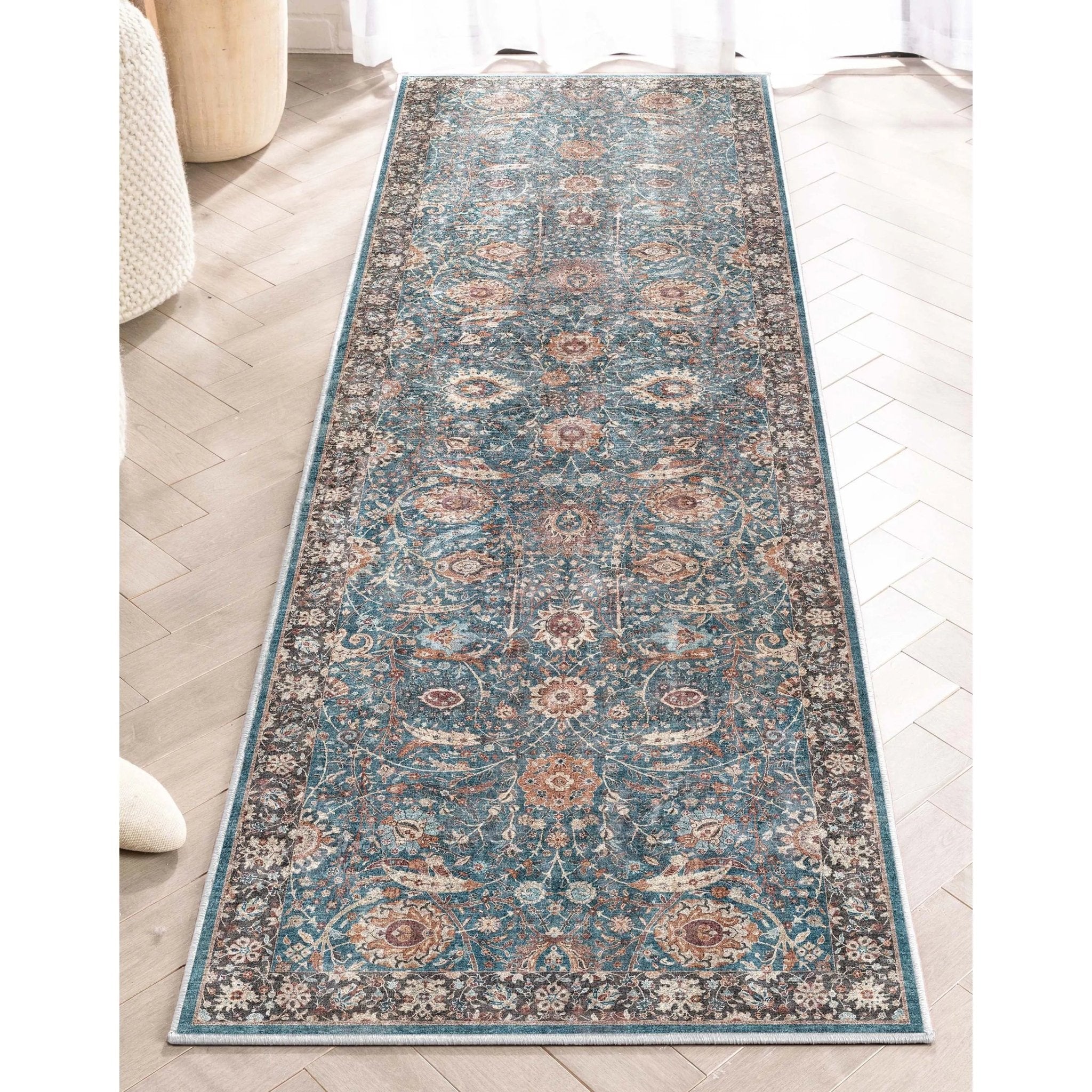 Liana Vintage Oriental Teal Flat-Weave Rug、mySite、gigharbornorthrealestate