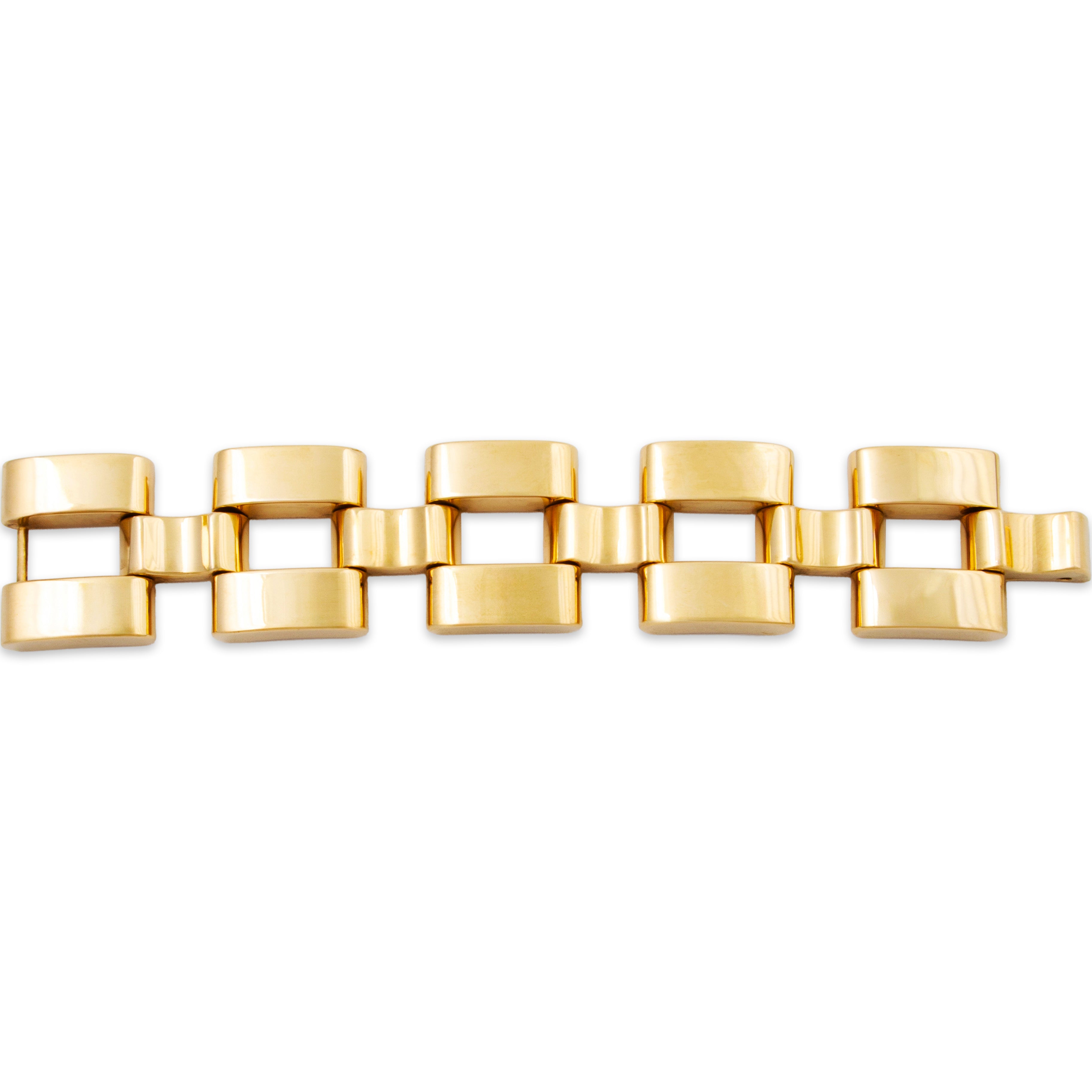 Vintage Oversized Tiffany & Co. 14k Yellow Gold Tank Link Bracelet 6.25、mySite、hinf8tx79