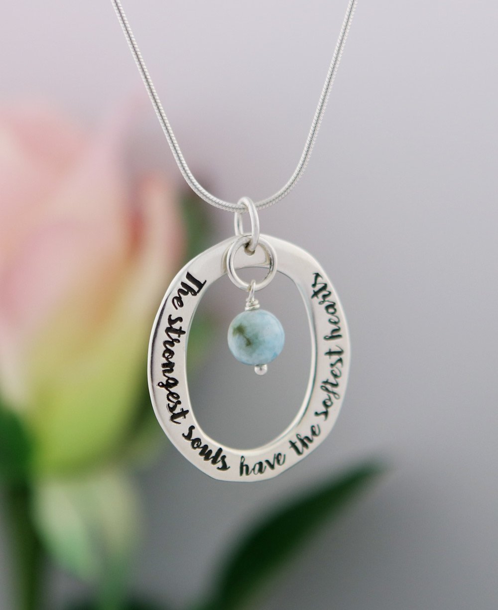 Strongest Souls Softest Hearts Pendant with Larimar Gemstone、mySite、topwebapps