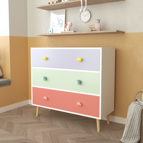 Kids 3 Drawer Dresser, Baby Nightstand for Bedroom, Storage Cabinet for Toddler Child for Living Room, Toddler Room, Nursery, Closet, Apartment (White)、、casual