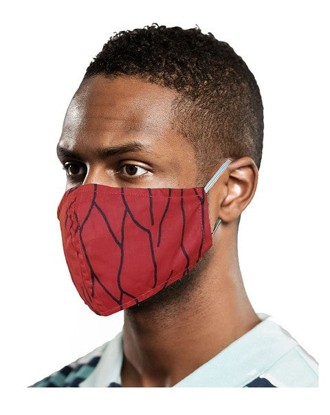 Red-Black African Print Reusable, Face Mask Cover、mySite、solidvoid