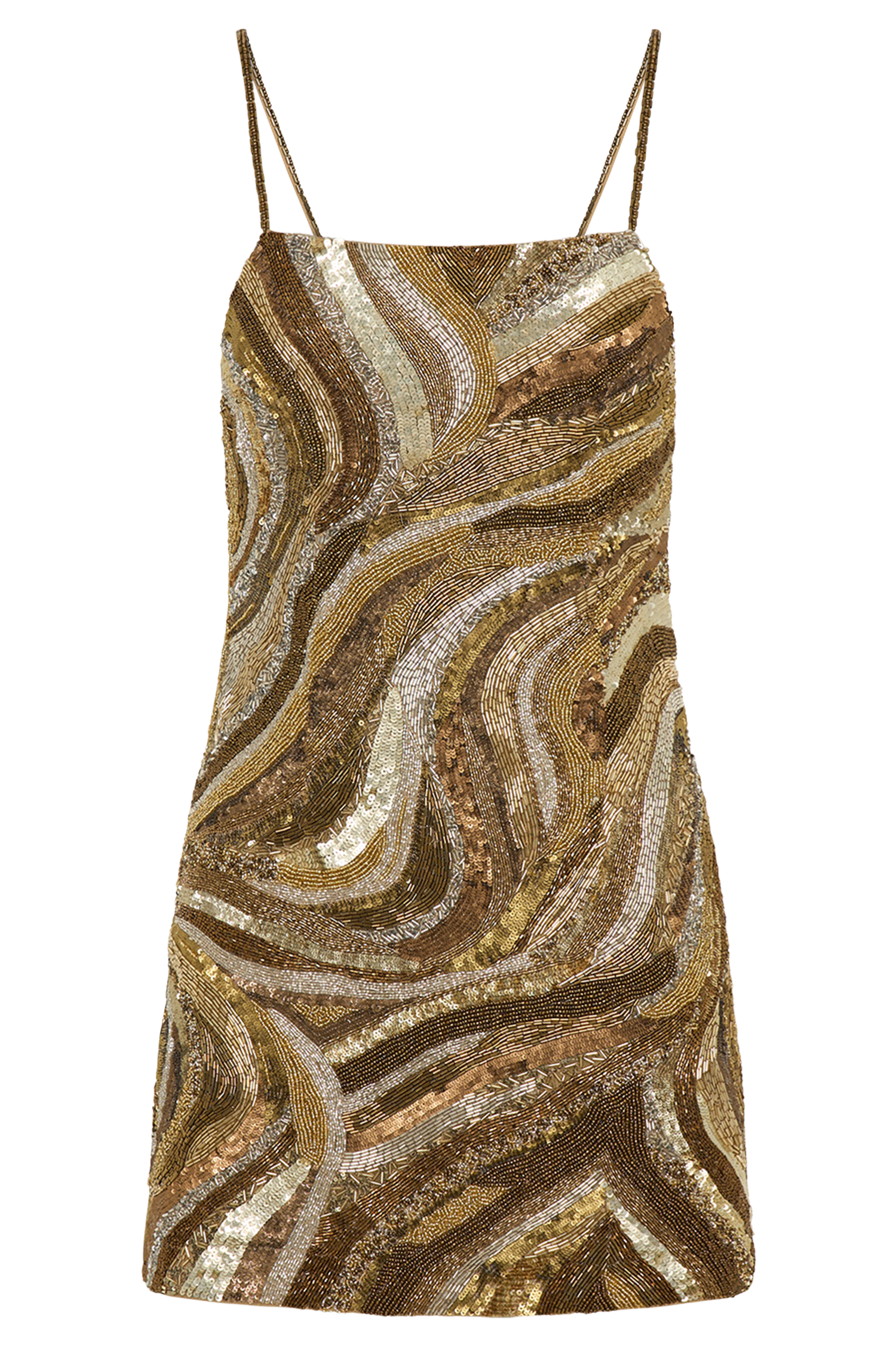 Eloise Hand Beaded Mini Dress - Gold Swirl Print、mySite、solidvoid