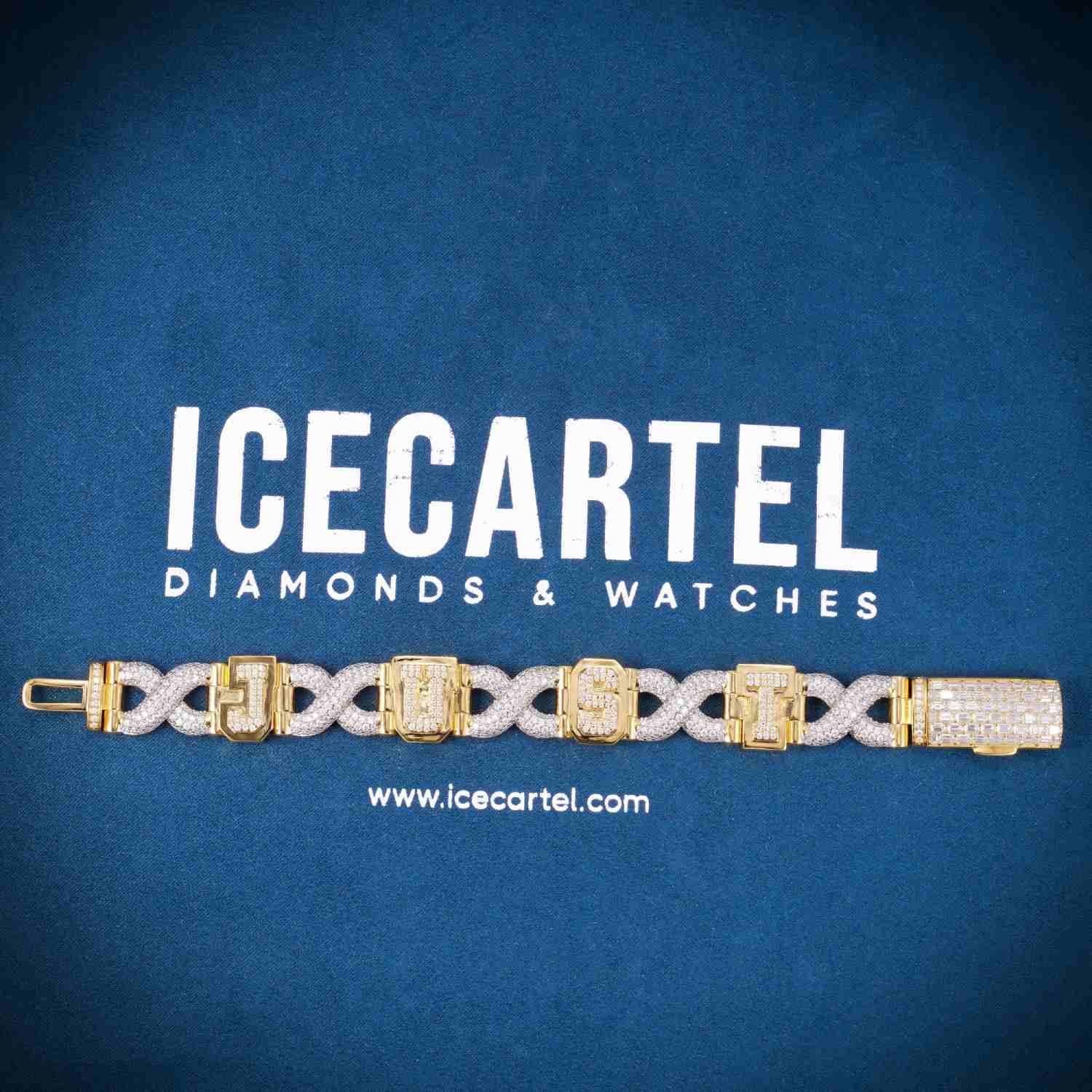 Custom Letters Moissanite Infinity Link Bracelet 14K Gold、mySite、hinf8tx79