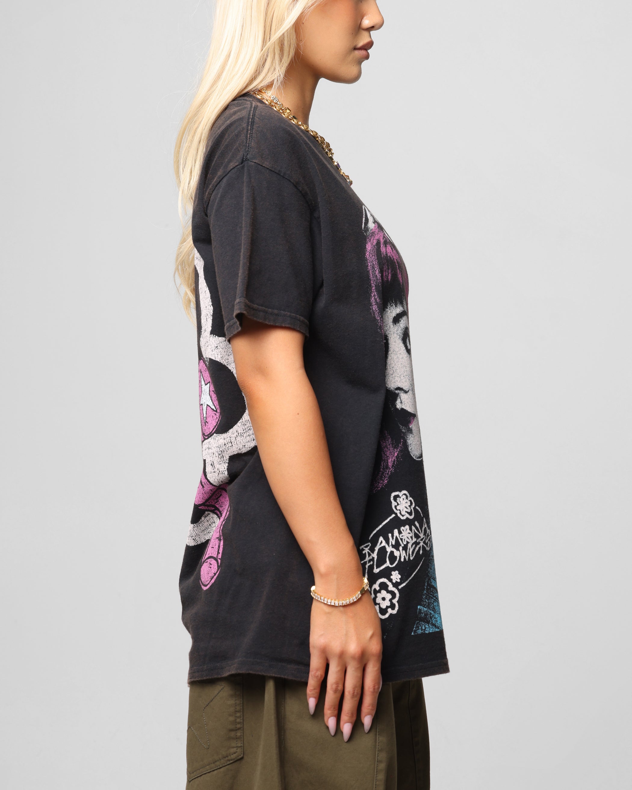 American Thrift X Scott Pilgrim Romona Flowers T-Shirt Black Wash、mySite、zt4zffjzw