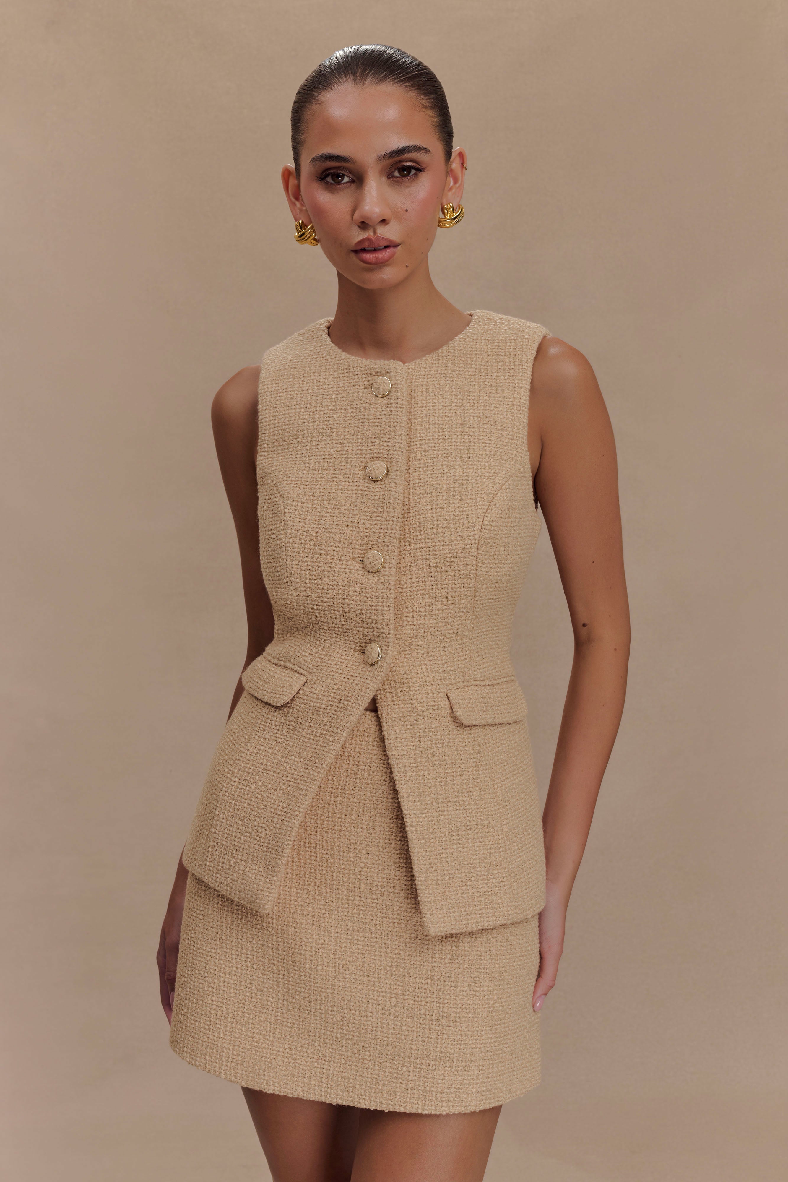 Camilla Boucle Mini Skirt - Light Taupe、mySite、solidvoid