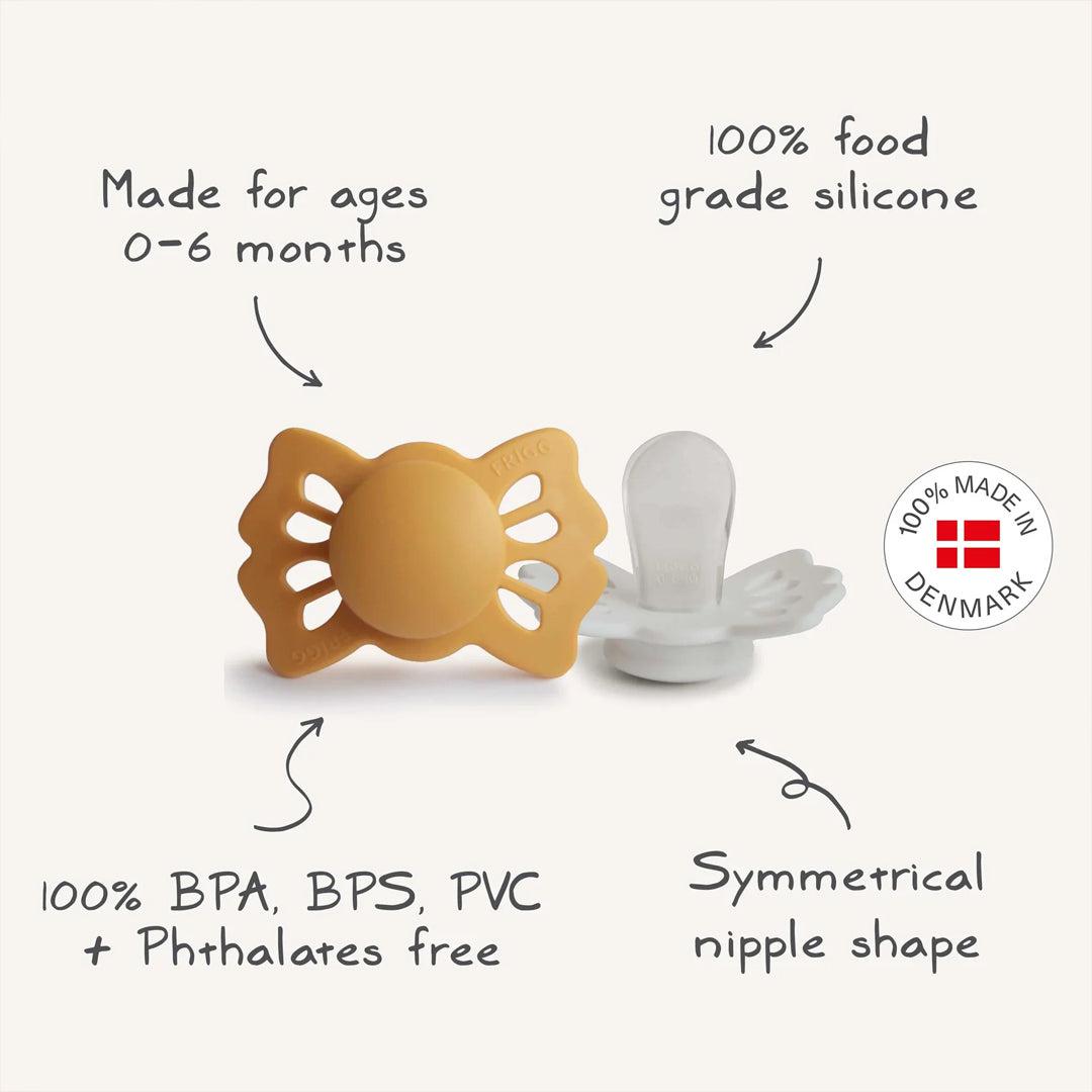  FRIGG Lucky Symmetrical Silicone Pacifier - 2 Pack - Honey Gold/Cream、mySite、merchandisen