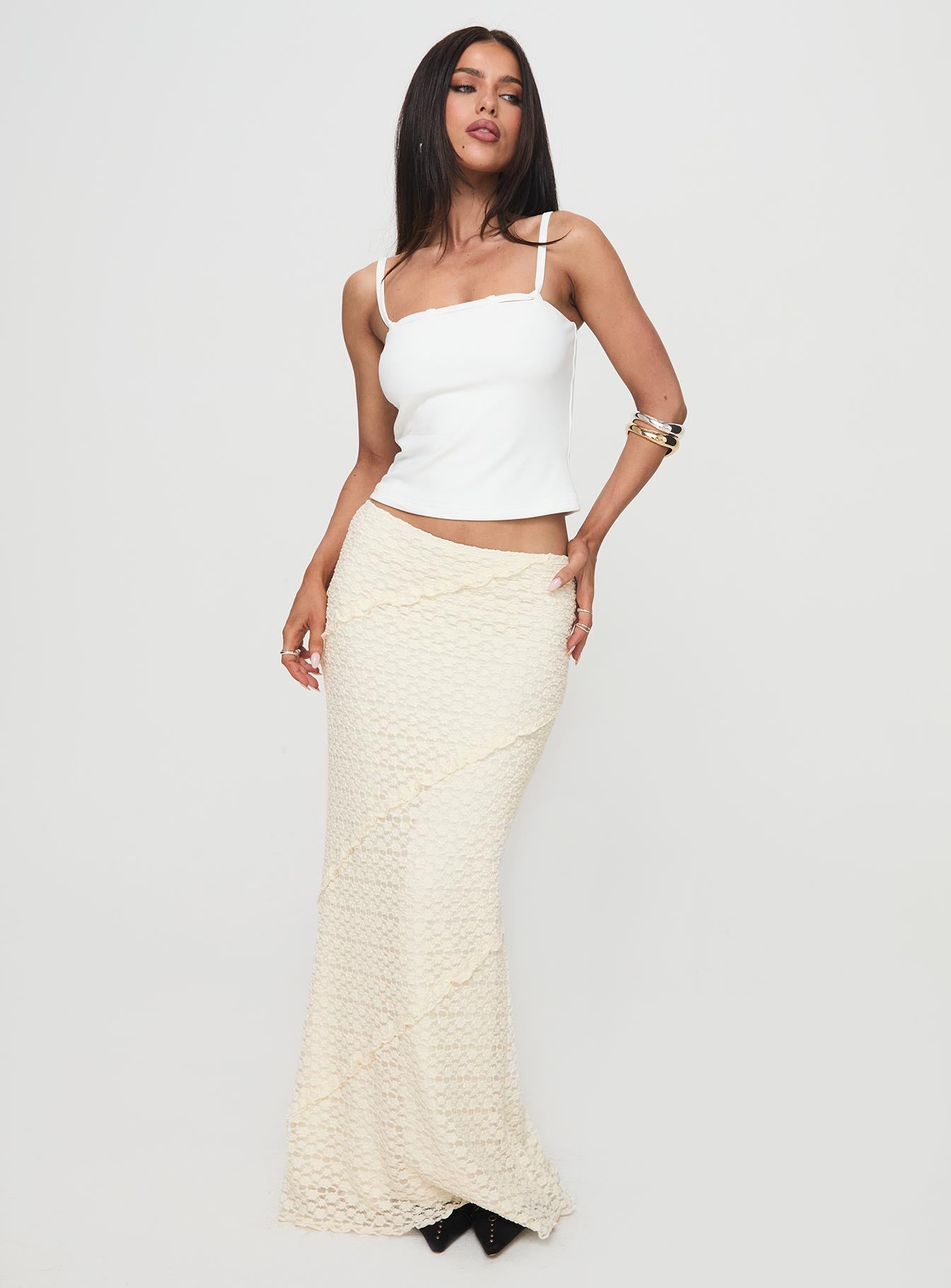 Incandescent Maxi Skirt Cream、mySite、solidvoid