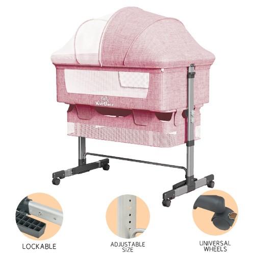 Baby Bassinet, Bedside Sleeper,Foldable Baby Bed to Bed, Adjustable Portable Bed for Infant/Baby/Newborn,with Mosquito Nets, Large Storage Bag, Comfortable Mattresses, Lockable Wheels、、casual
