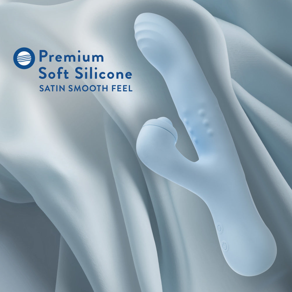 Blush Devin 9.25 Inch G Spot Clitoral Dual Stimulation Rabbit Vibrator In Blue - 10 Vibration Functions - Soft Silicone、mySite、bottomscart