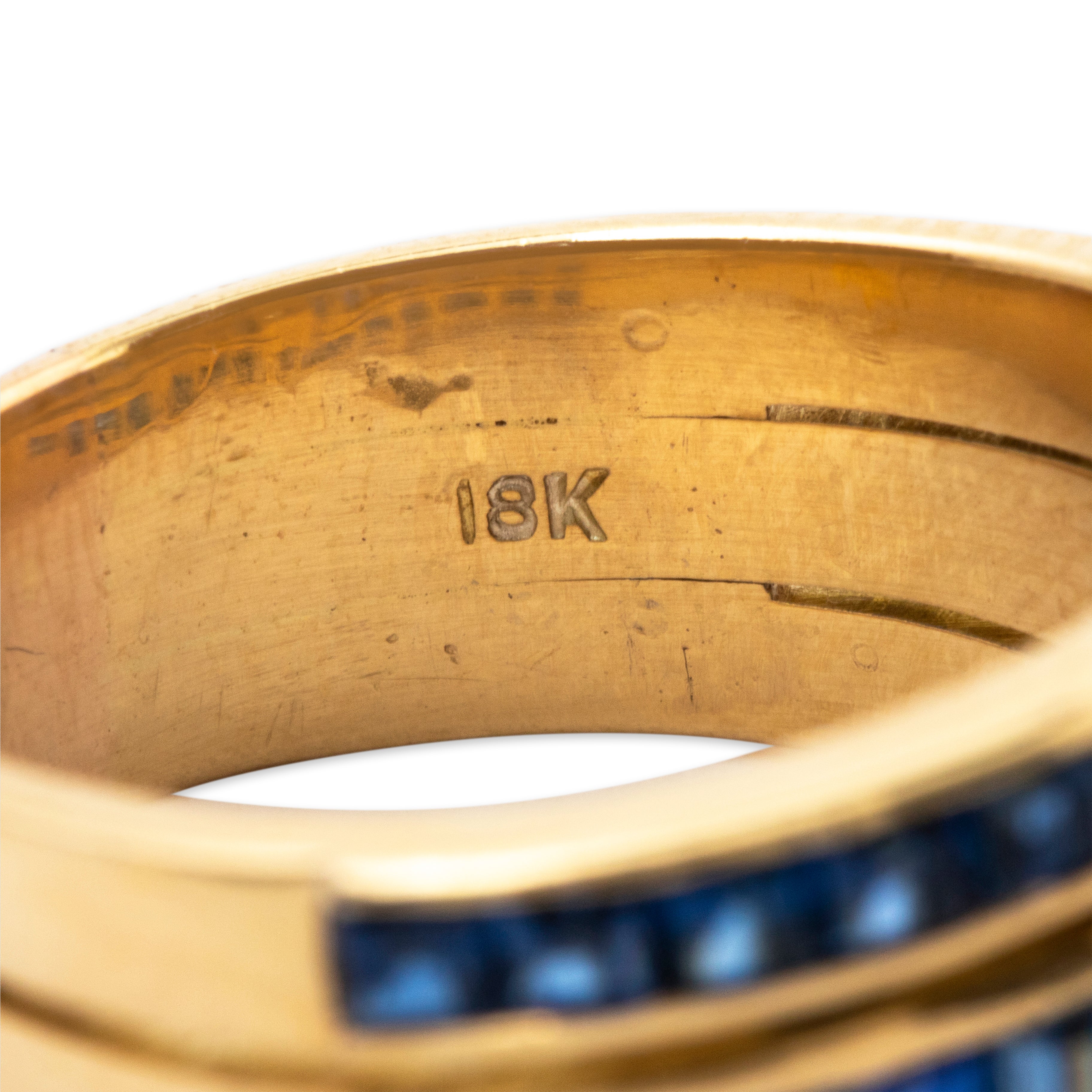 Vintage Heavy 18k Yellow Gold 1.6cttw Sapphire .25ct Diamond Ring 7.75、mySite、hinf8tx79