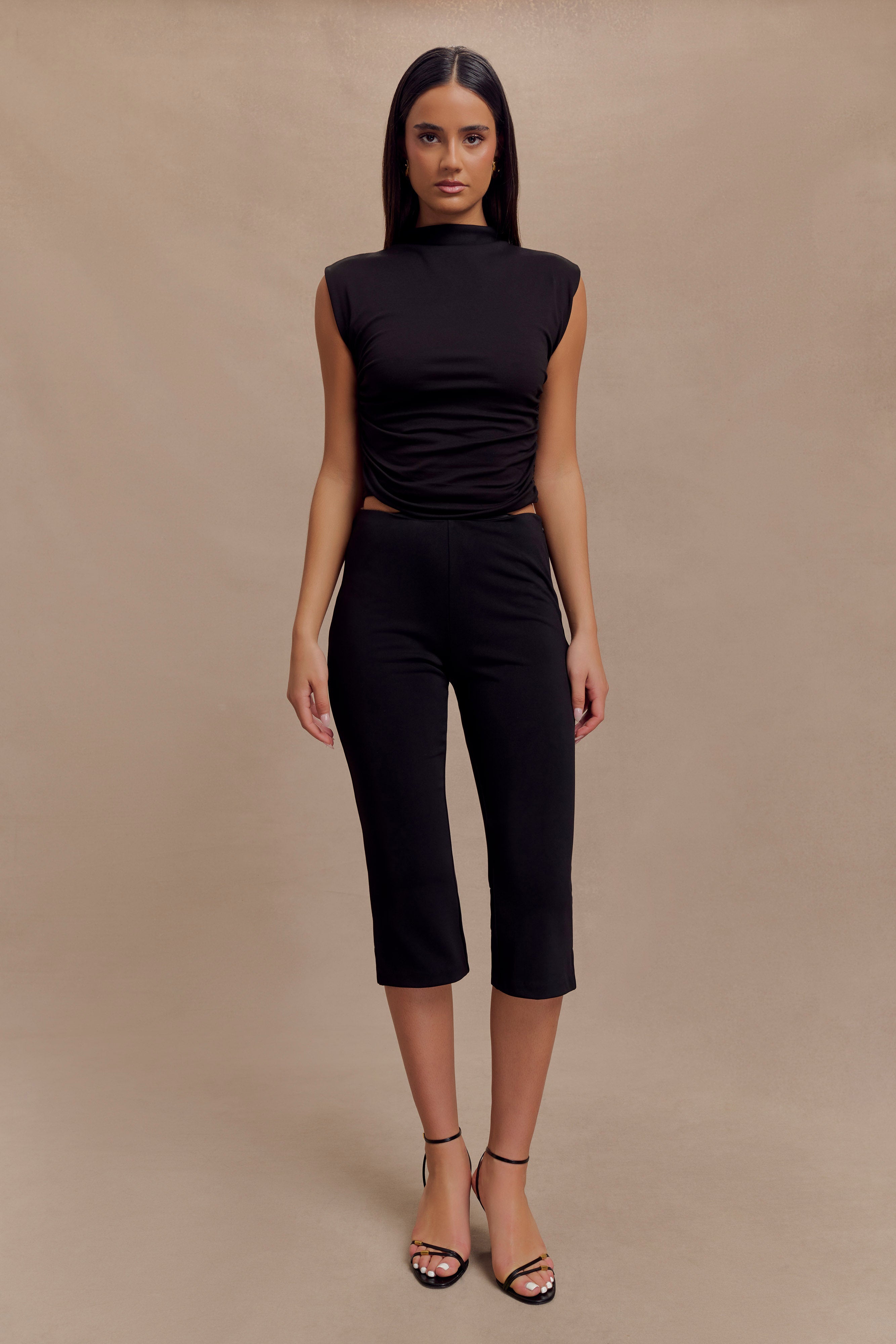 Layla Flared Crepe Capri Pants - Black、mySite、solidvoid