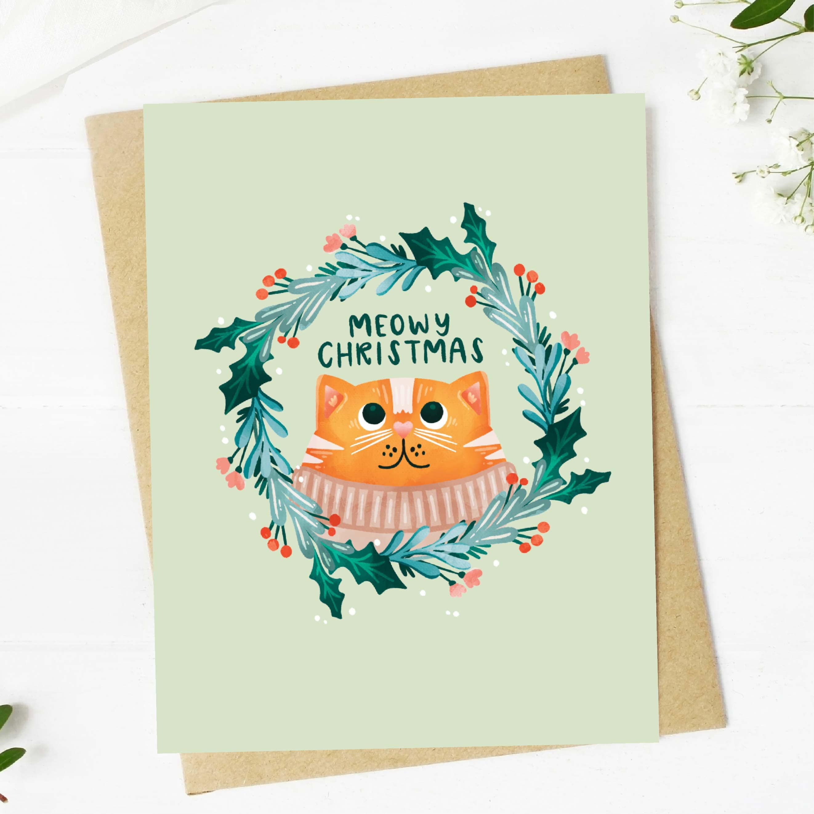  Meowy Christmas Cute Cat Christmas Card、mySite、ghnorth