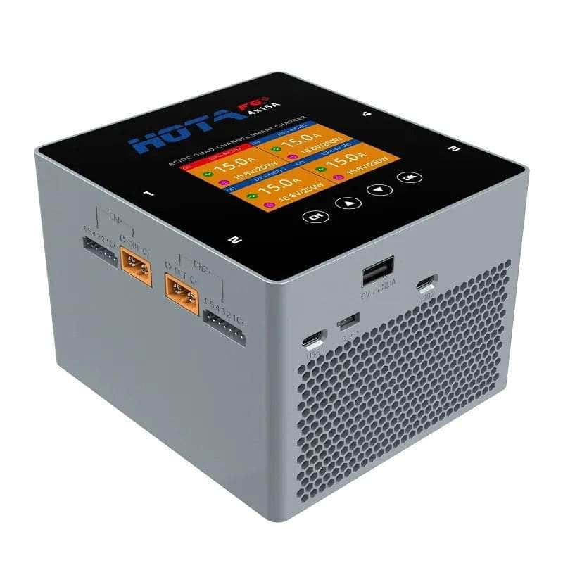  HOTA F6+ 1000W 60A 1-6S Quad Channel AC/DC Smart Charger - Grey、mySite、merchandisen