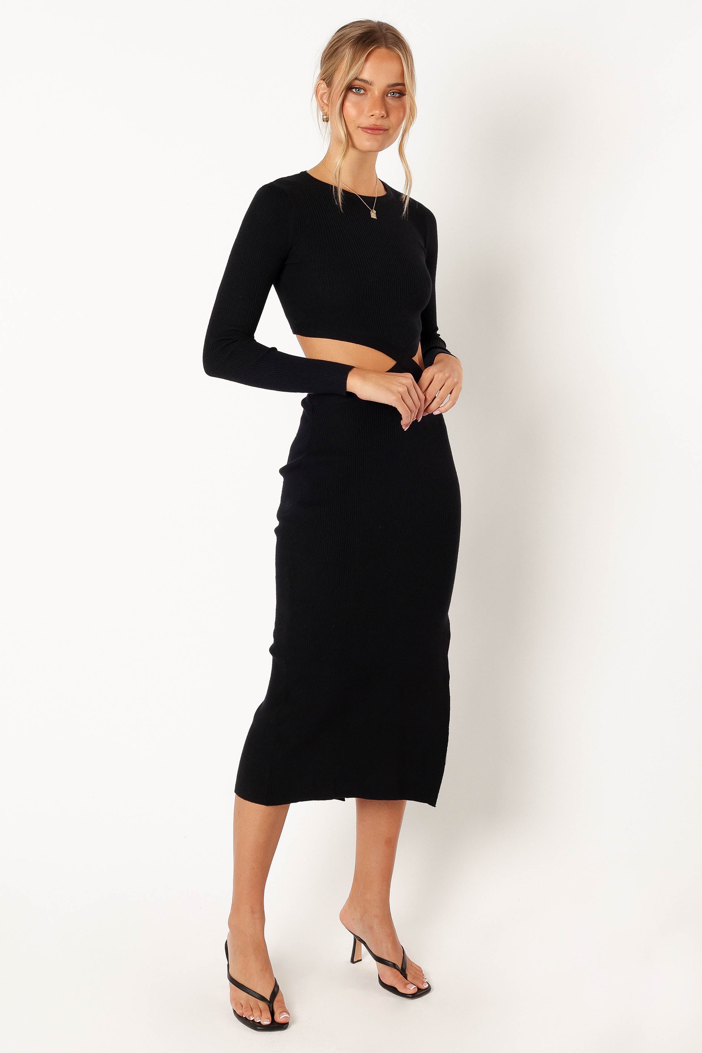  Jonah Long Sleeve Midi Dress - Black、mySite、sugarbowlscore