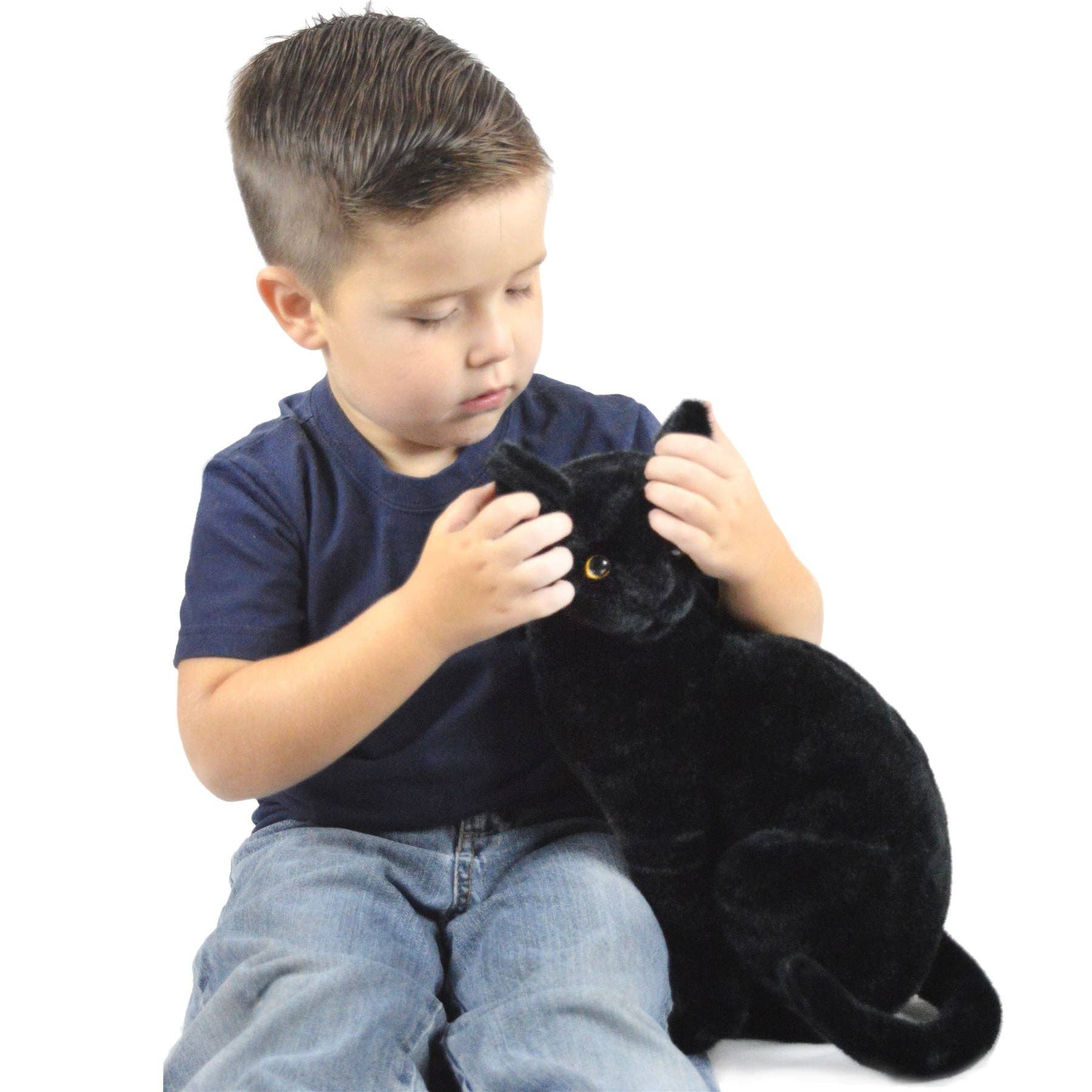 Sitting Realistic Plush Black Cat 13 Inch Stuffed Animal、mySite、g9winljtr