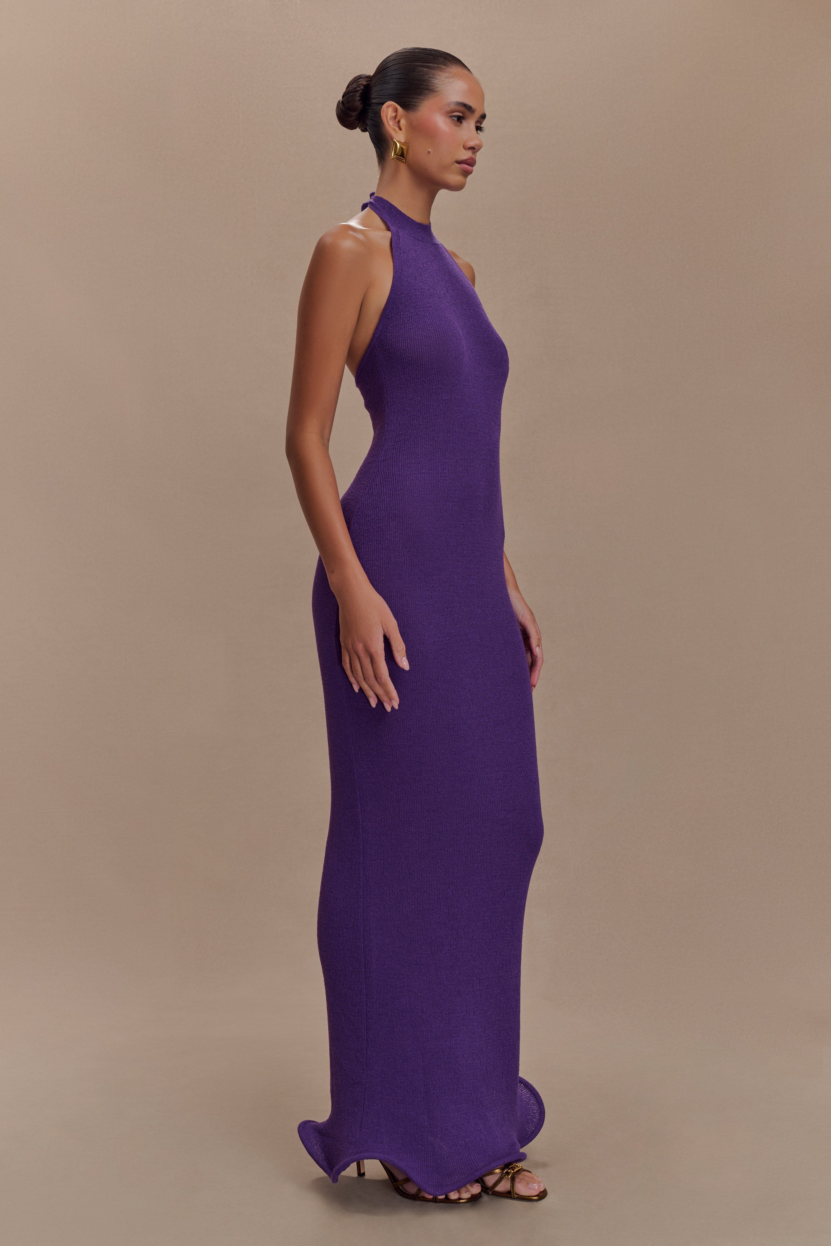 Melodie Halter Knit Maxi Dress - Purple、mySite、solidvoid