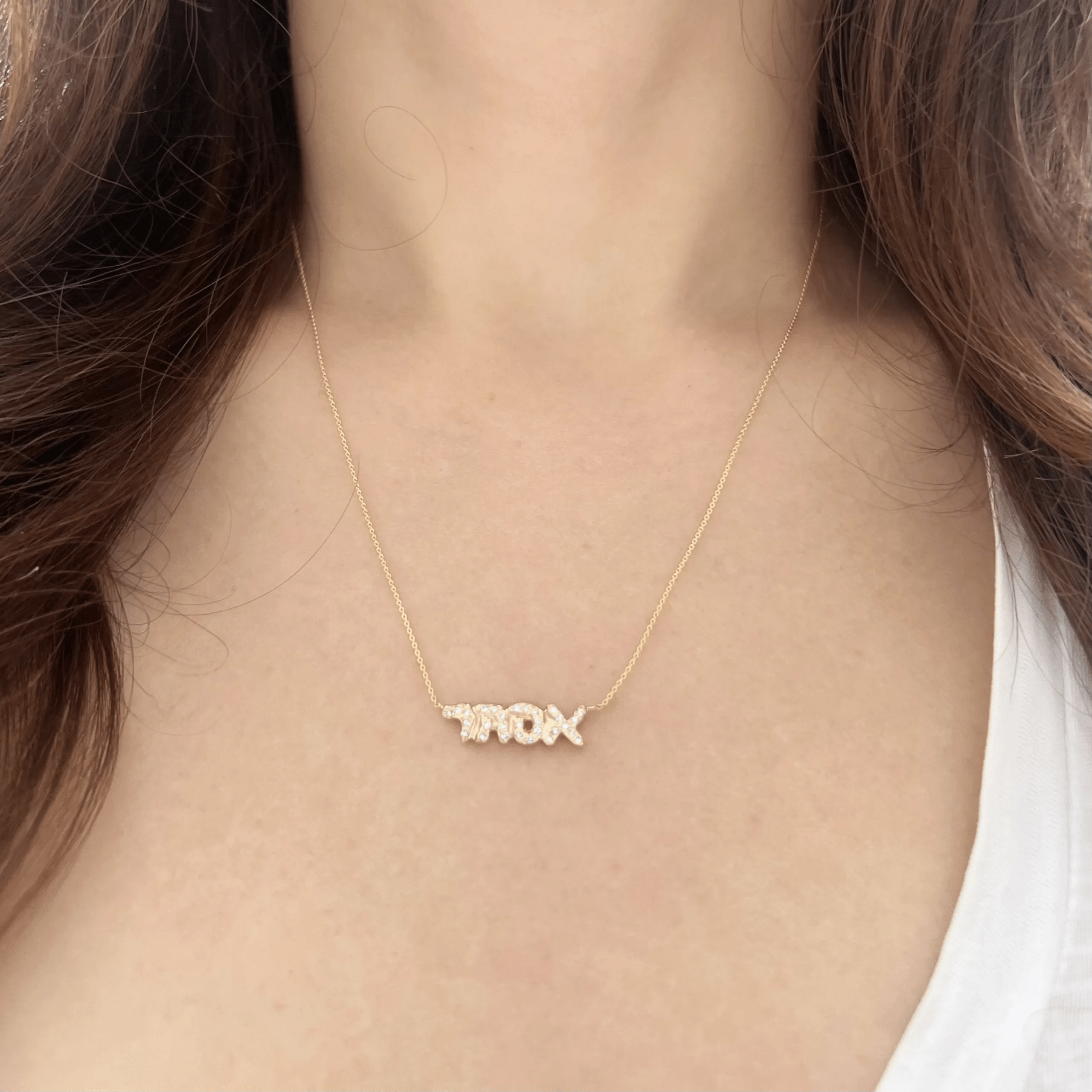 Diamond Hebrew Name Necklace by Elisa Solomon - 14k Yellow, White or Rose Gold、mySite、topwebapps