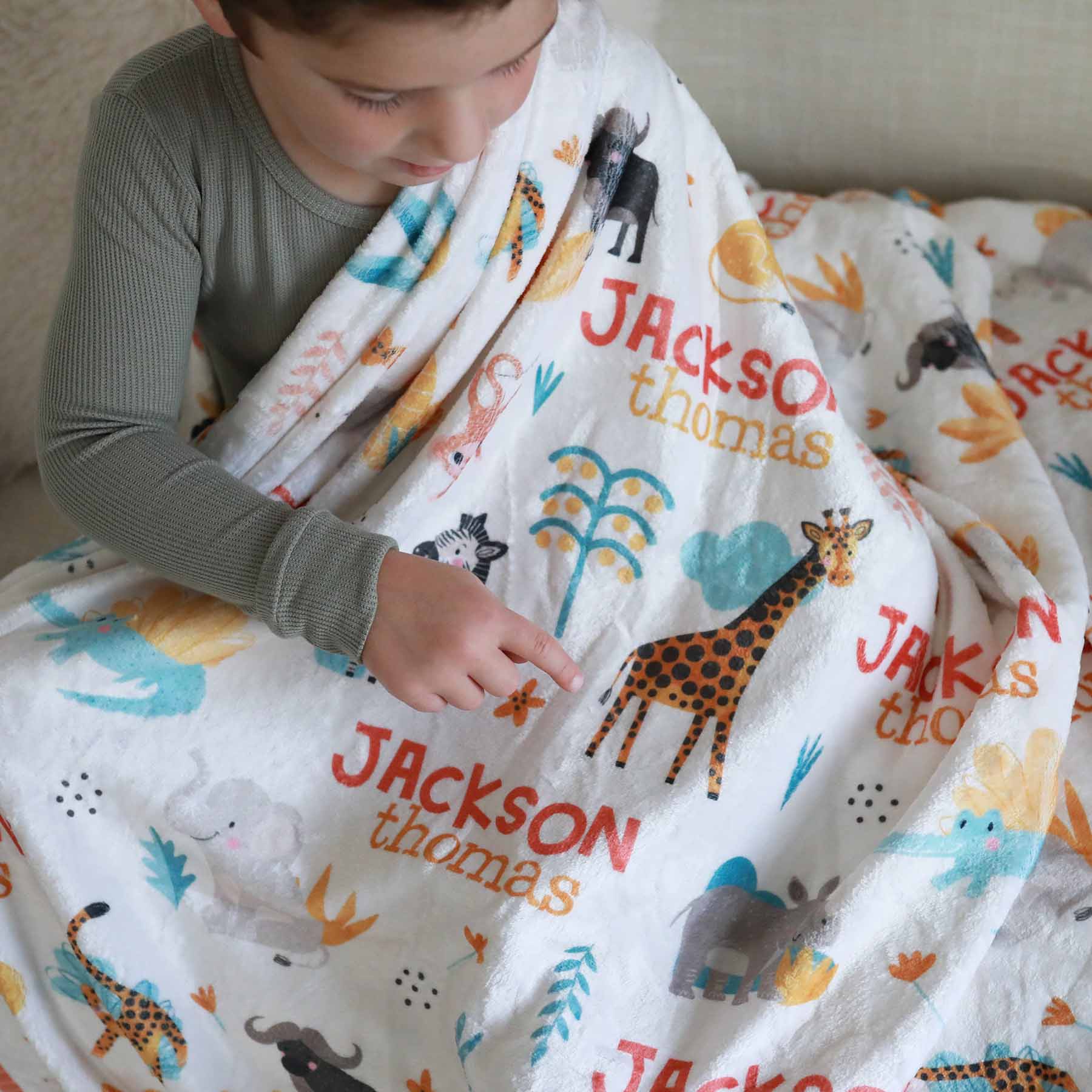  Safari Adventure Personalized Kids Blanket、mySite、layawaytickets