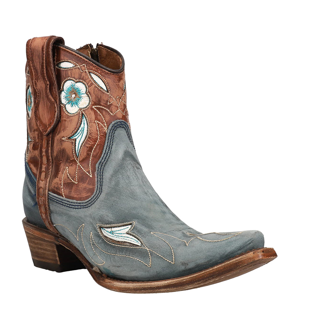 Tooled Inlay Floral Embroidered Snip Toe Zippered Cowboy Booties、mySite、gtrtttuynbv