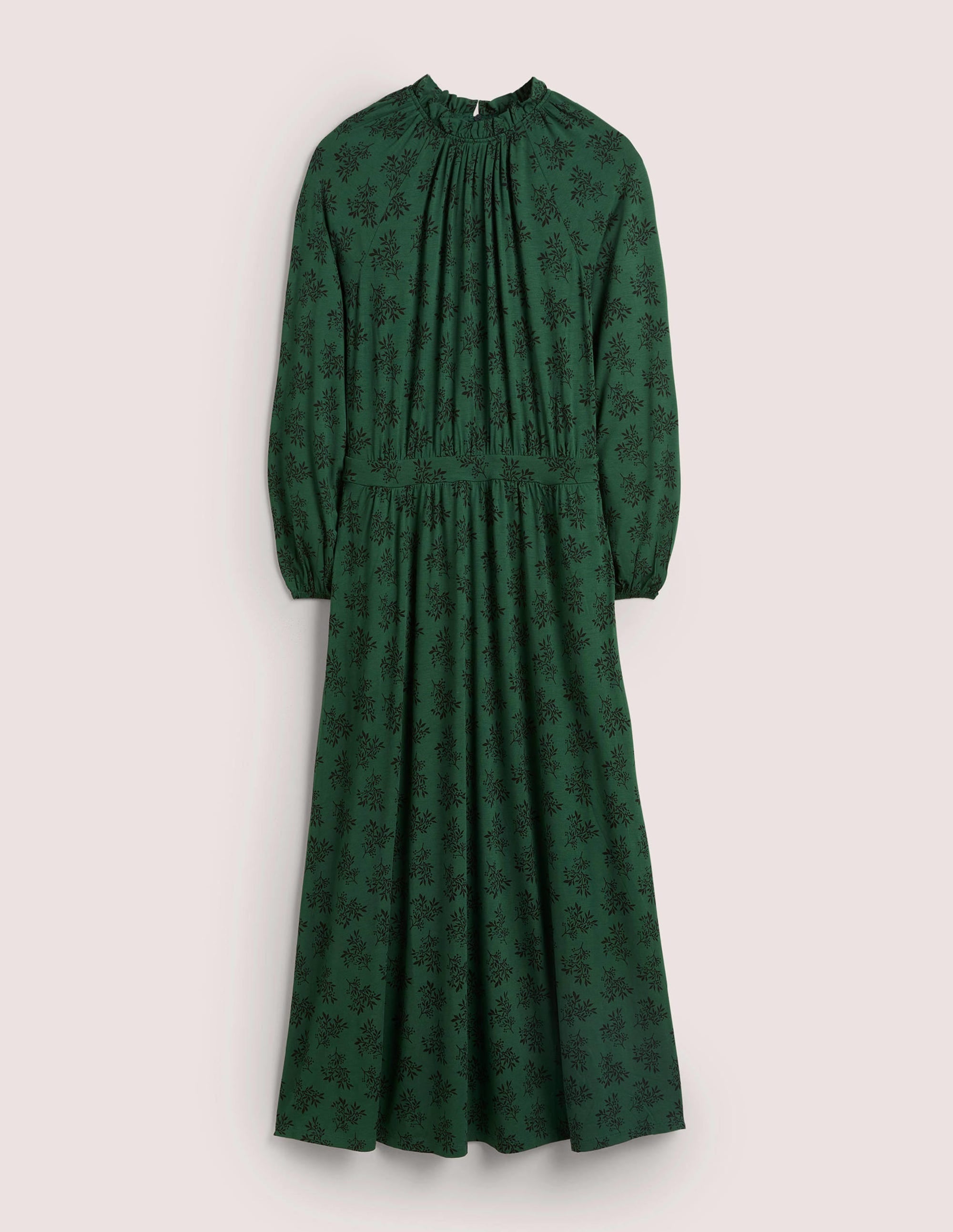  Ruffle Neck Jersey Midi Dress-Hunter Green, Pretty Blossom、mySite、ashleygrahame