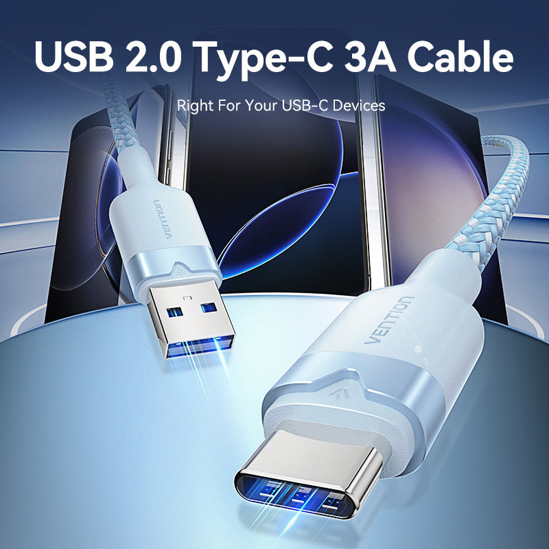 Vention USB 2.0 A Male to C Male 3A Cable Aluminum Alloy Type、mySite、fannypackpong