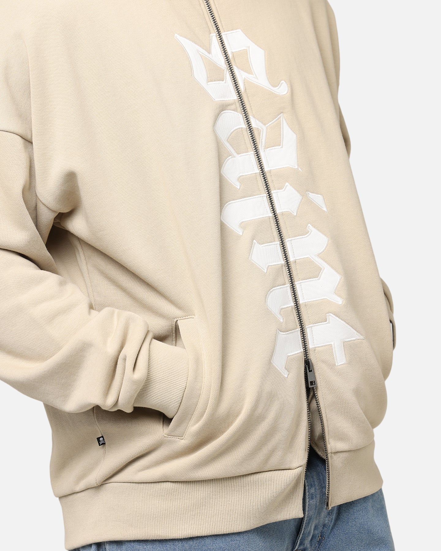 Saint Morta Gothic Distressed Zip Hoodie Stone、mySite、zt4zffjzw