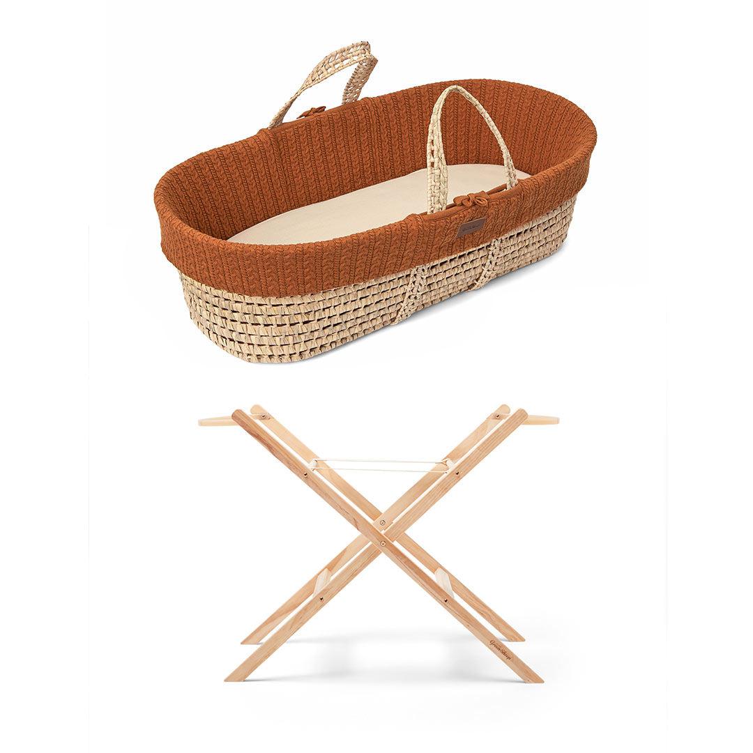  The Little Green Sheep Natural Knitted Moses Basket - Mattress + Static Stand、mySite、merchandisen