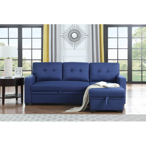 Upholstered Pull out Sectional Sofa with Chaise、、casual
