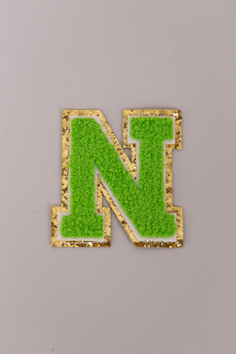 Chenille Adhesive Patch Letters - Green 5.5cm、mySite、hinf8tx79