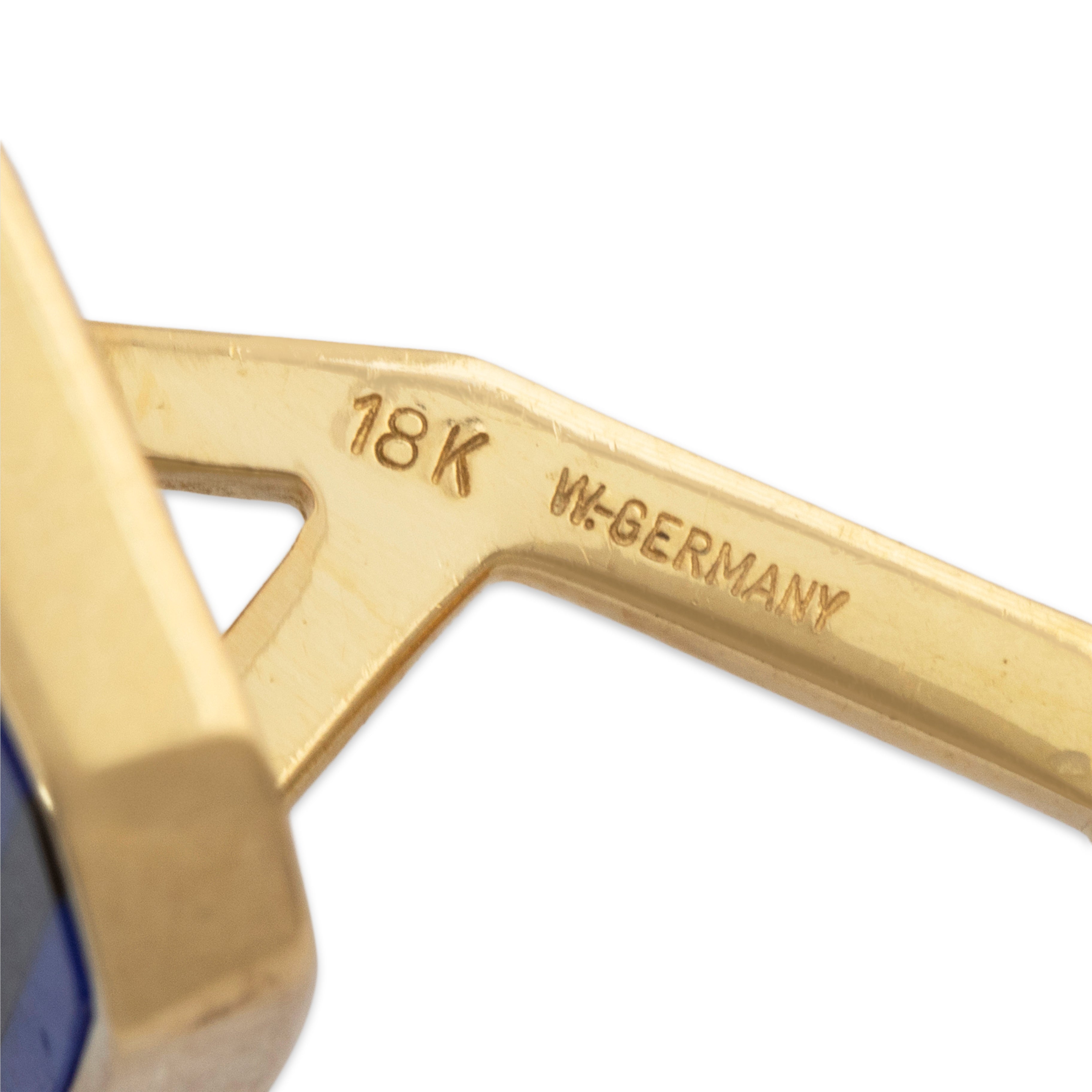 Vintage West German 18k Yellow Gold Lapis Onyx Mid-Century Cufflinks、mySite、hinf8tx79