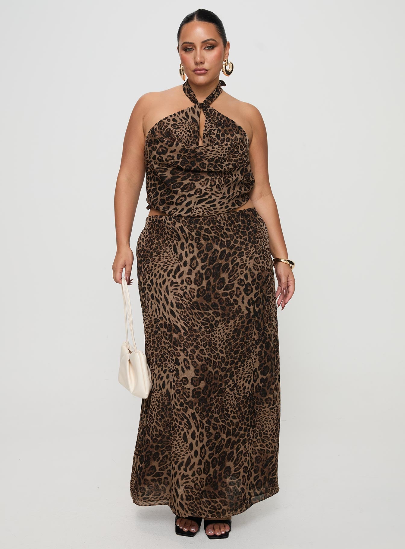Eleganza Maxi Skirt Leopard Curve、mySite、solidvoid