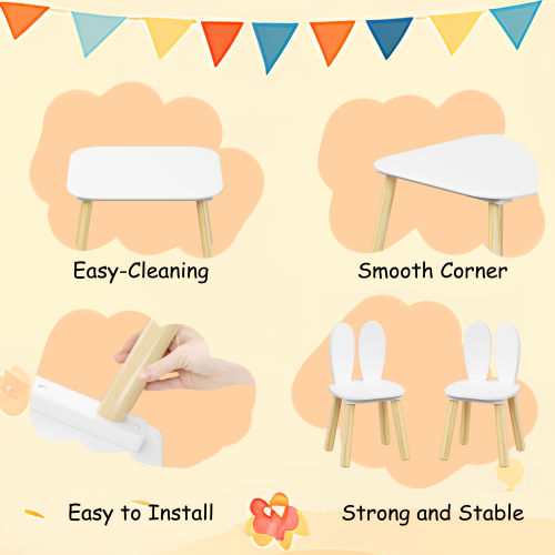 Kids Table and 2 Chairs Set, 3 Pieces Toddler Table and Chair Set, Wooden Activity Play Table Set (Lion&Monkey)、、casual