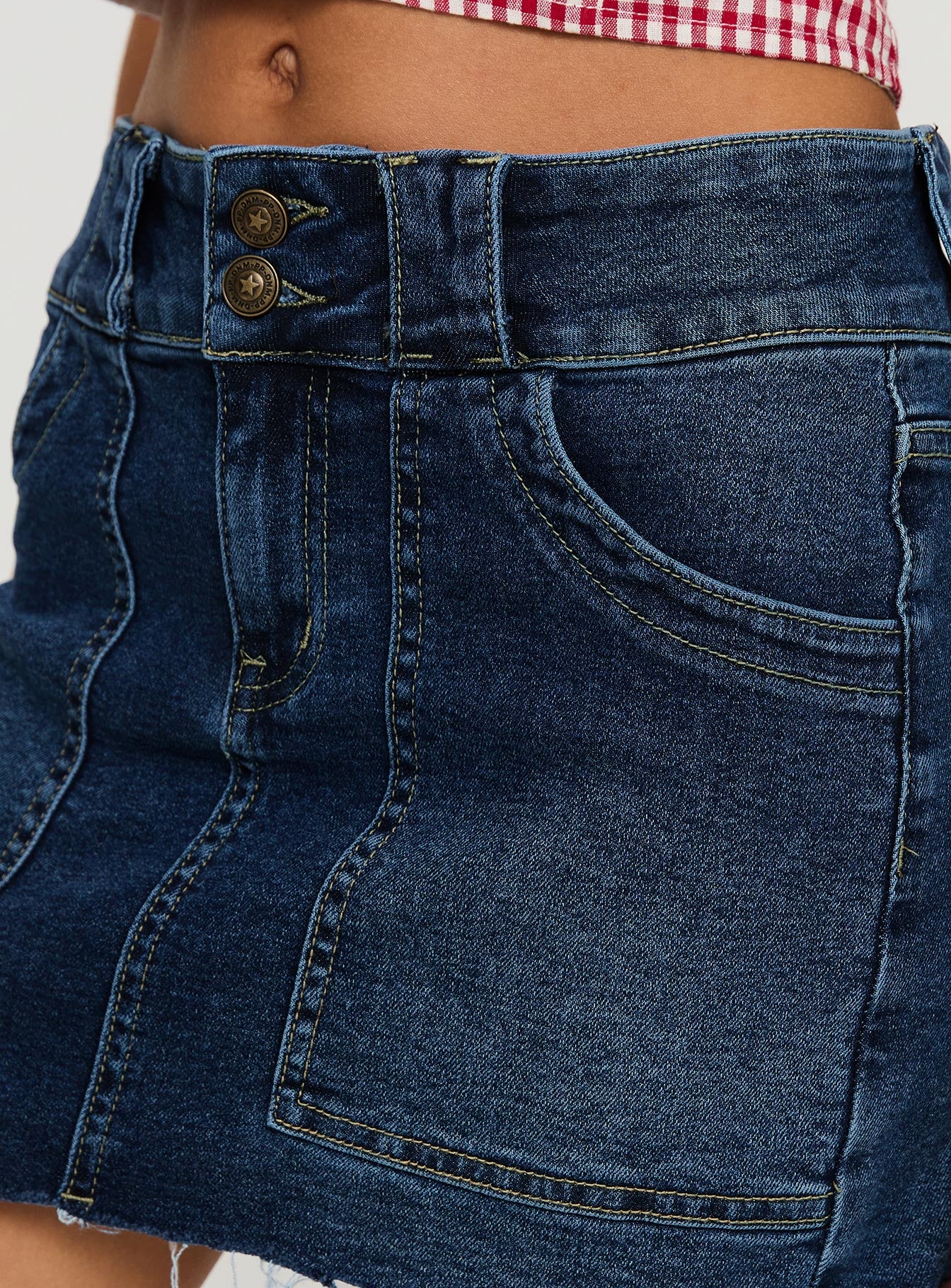 Reel It In Denim Mini Skirt Dark Wash、mySite、solidvoid