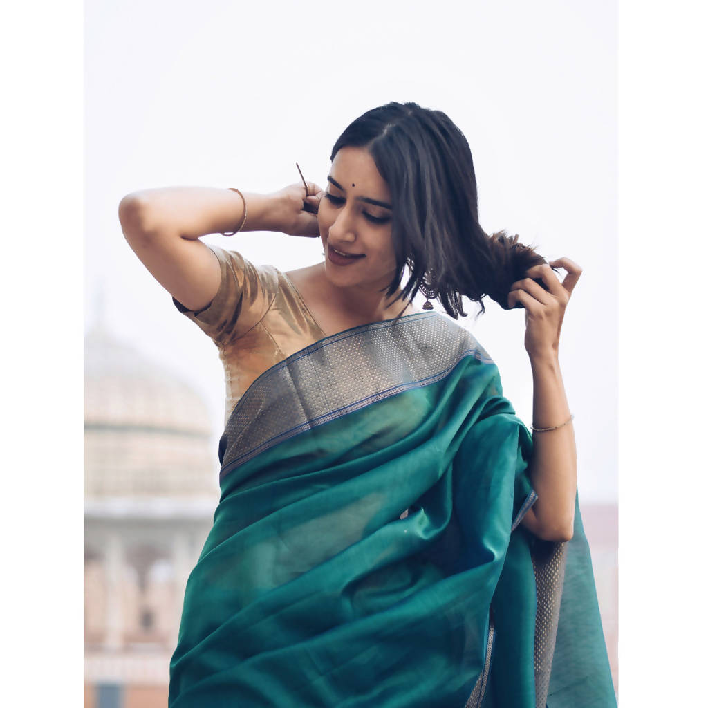 Maheshwari Cotton Silk Saree | Green、mySite、camillekostekn