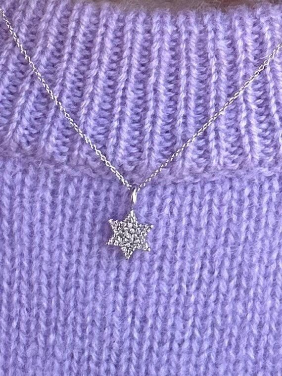 Pave Diamond Star of David Necklace - White Gold、mySite、topwebapps