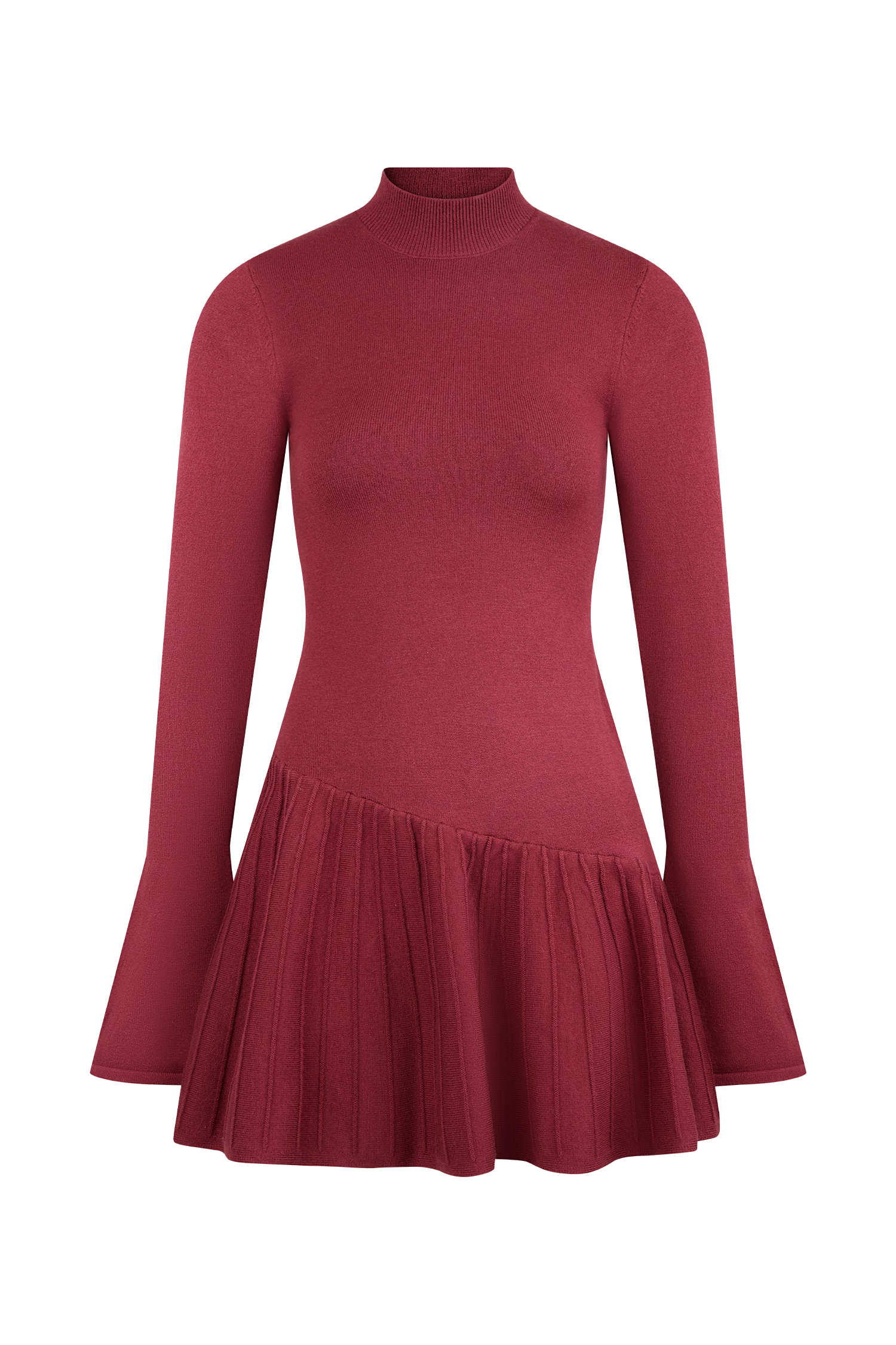 Blair Knit Mini Dress With Pleats - Merlot、mySite、solidvoid