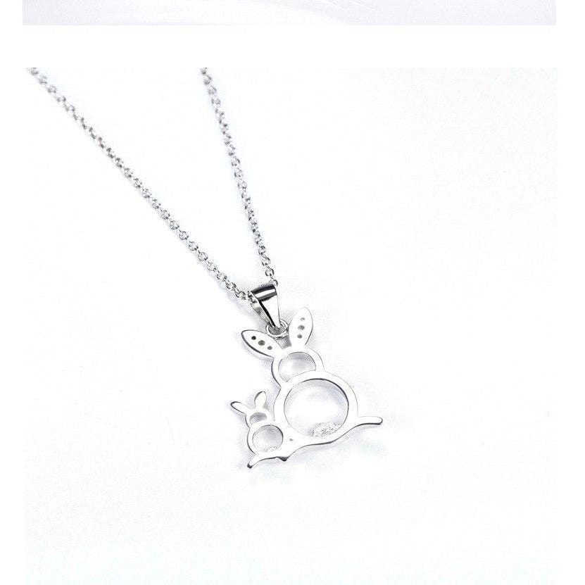 Sterling Silver Bunny Rabbit Necklace with Pair of CUTE Rabbits!、mySite、g9winljtr