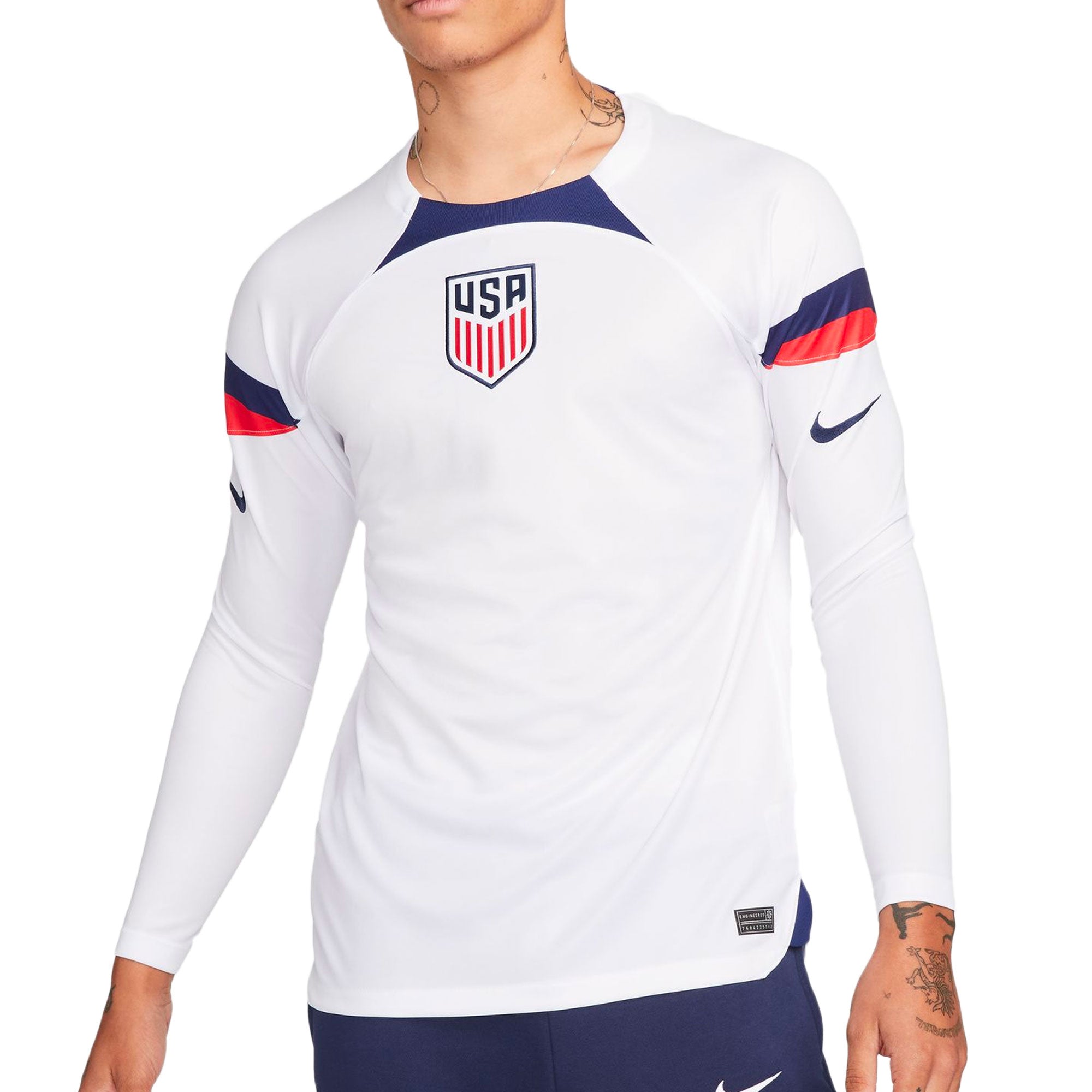 Nike Men's USA 2022/23 Home Long Sleeve Jersey White/Loyal Blue、mySite、bottomscart